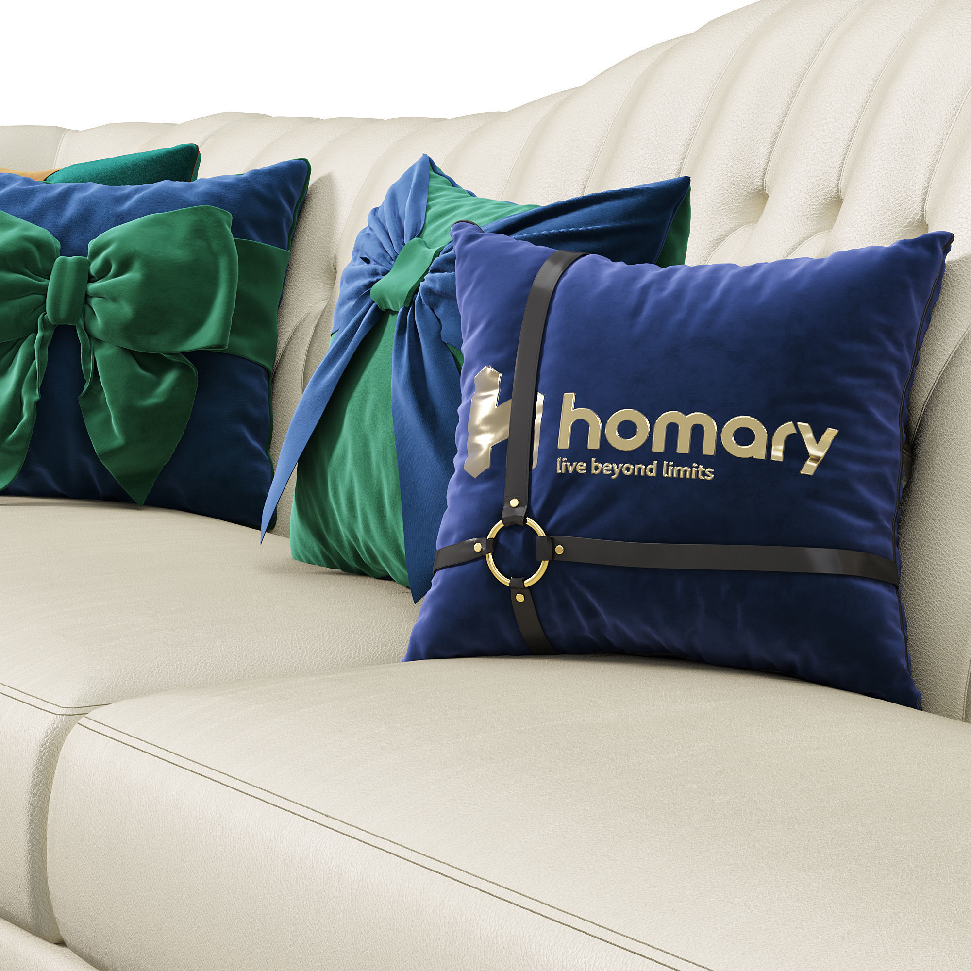 Faux Leather Upholstered Sofa by Homary 3D model_2