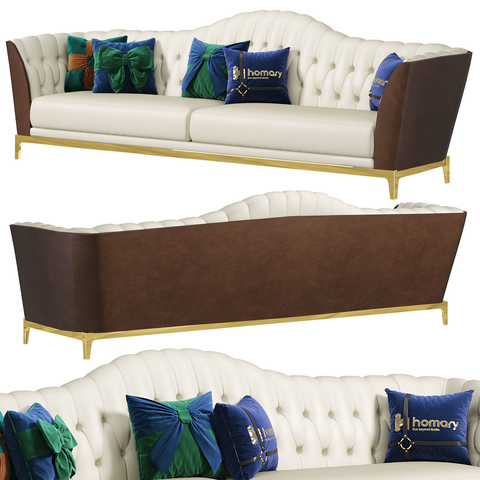 Faux Leather Upholstered Sofa by Homary 3D model_1