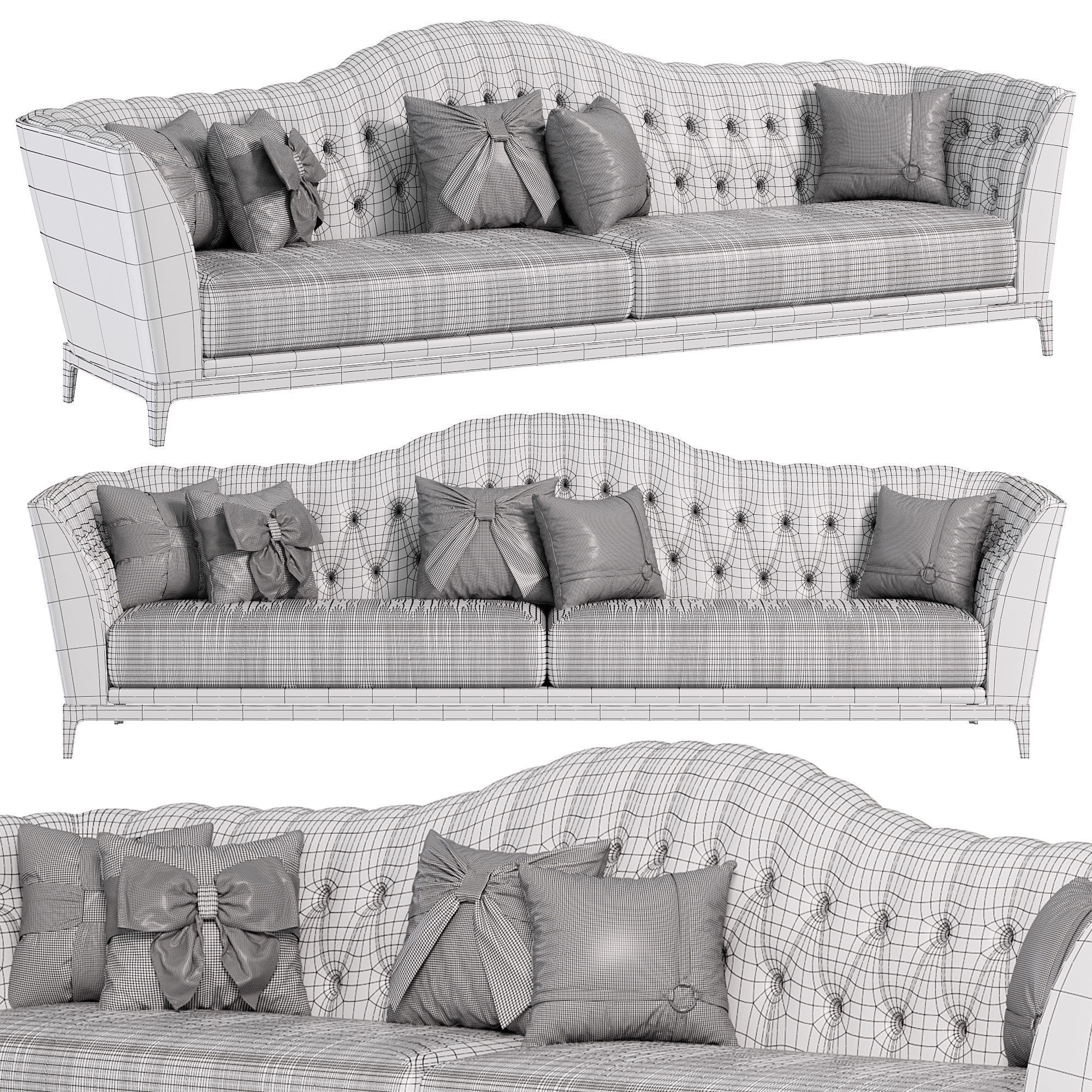 Faux Leather Upholstered Sofa by Homary 3D model_3