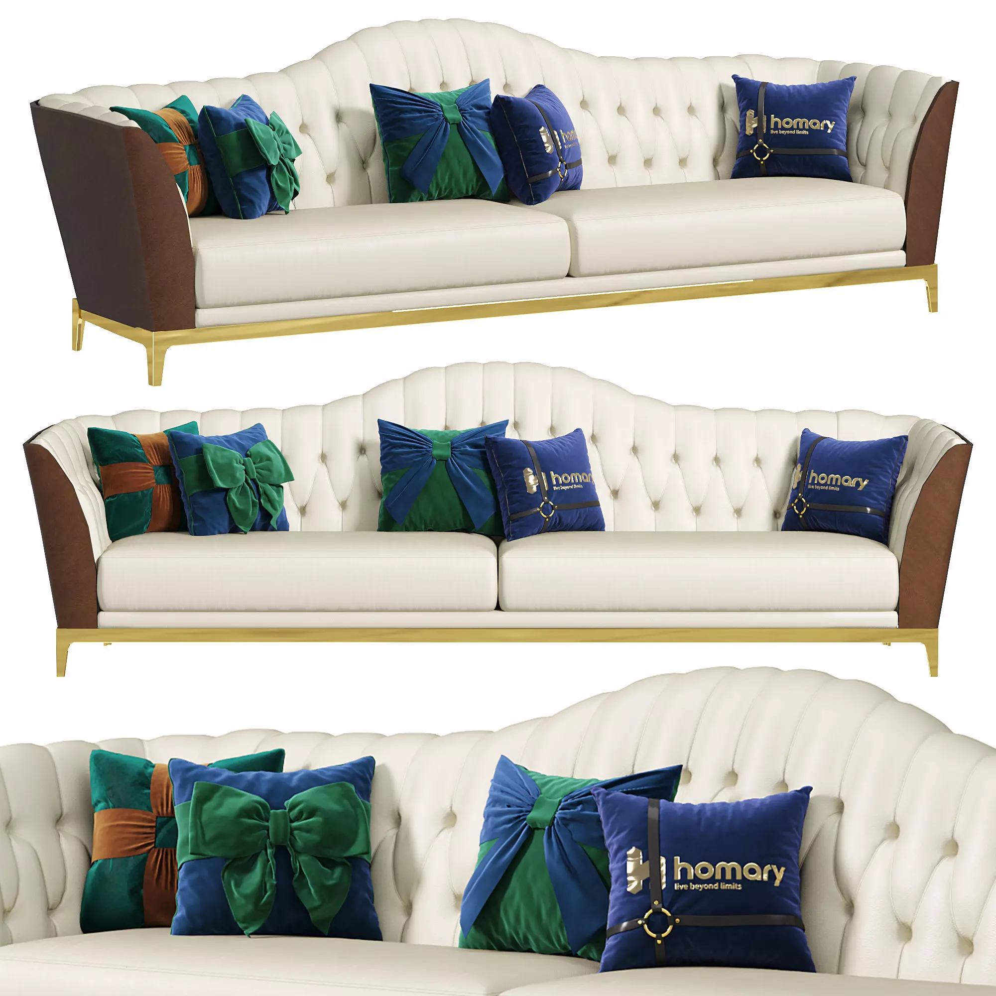Faux Leather Upholstered Sofa by Homary 3D model_0