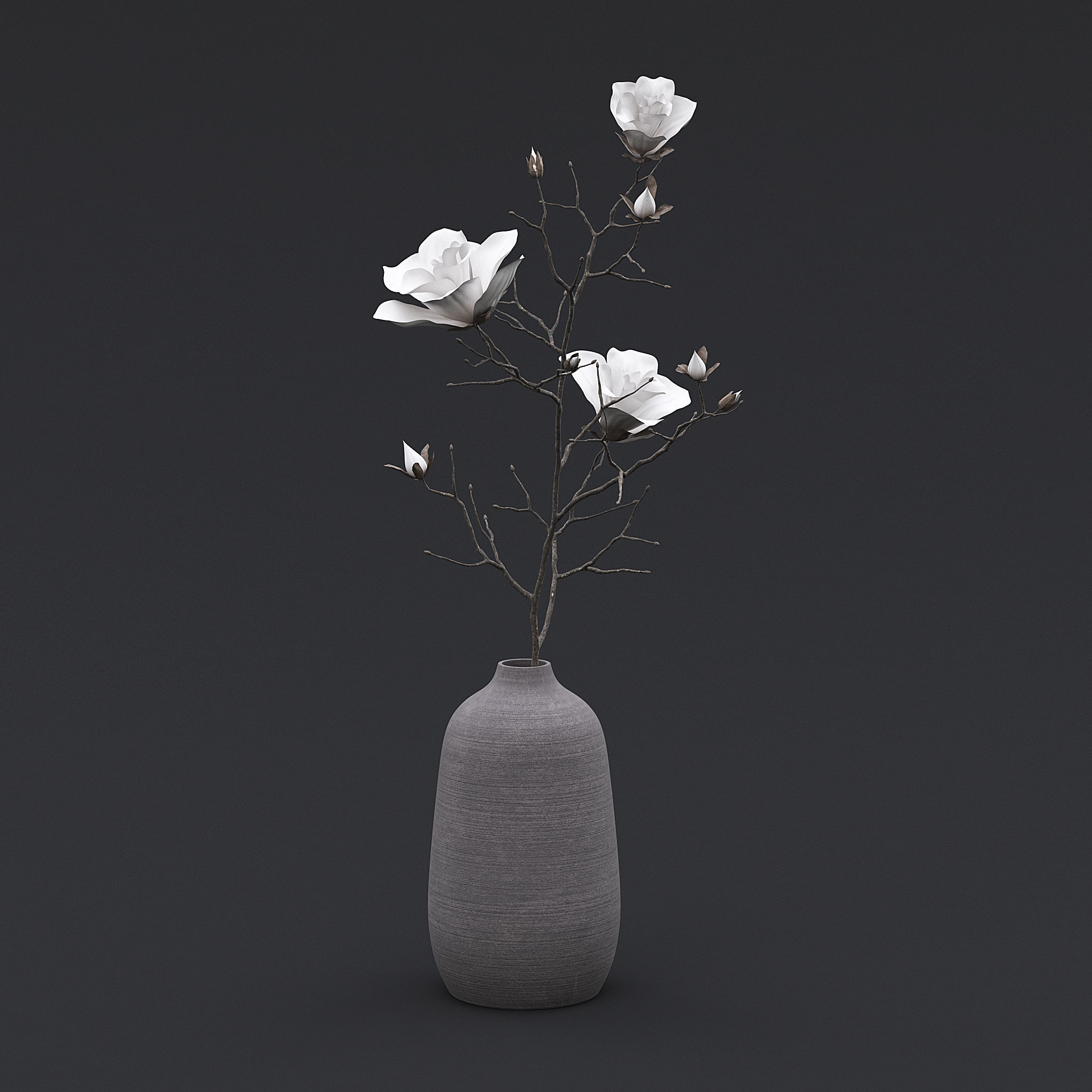 Dry Flowers In Vase I 3D model_3