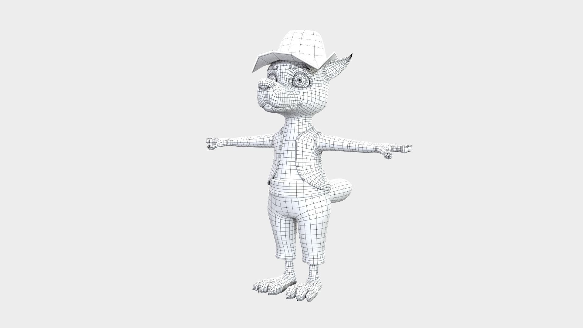 Cartoon Wolf Low-poly 3D model_13