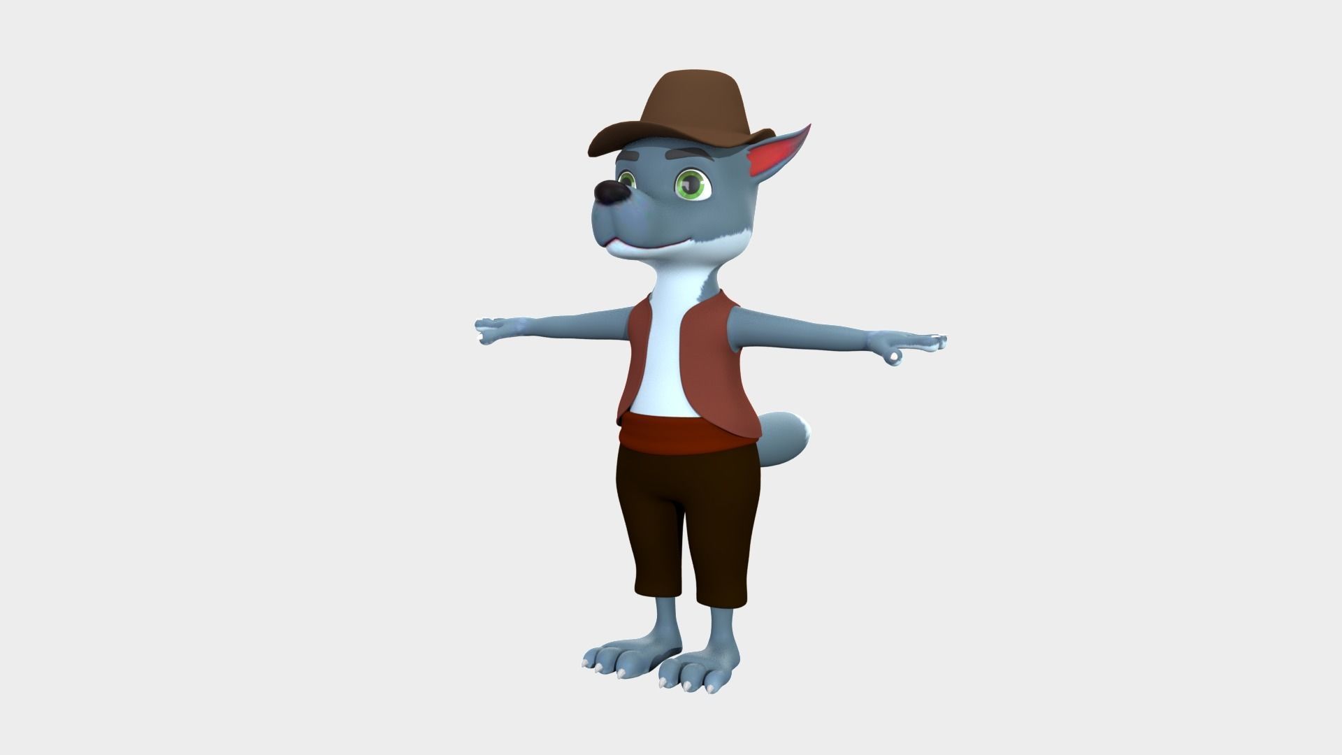 Cartoon Wolf Low-poly 3D model_6