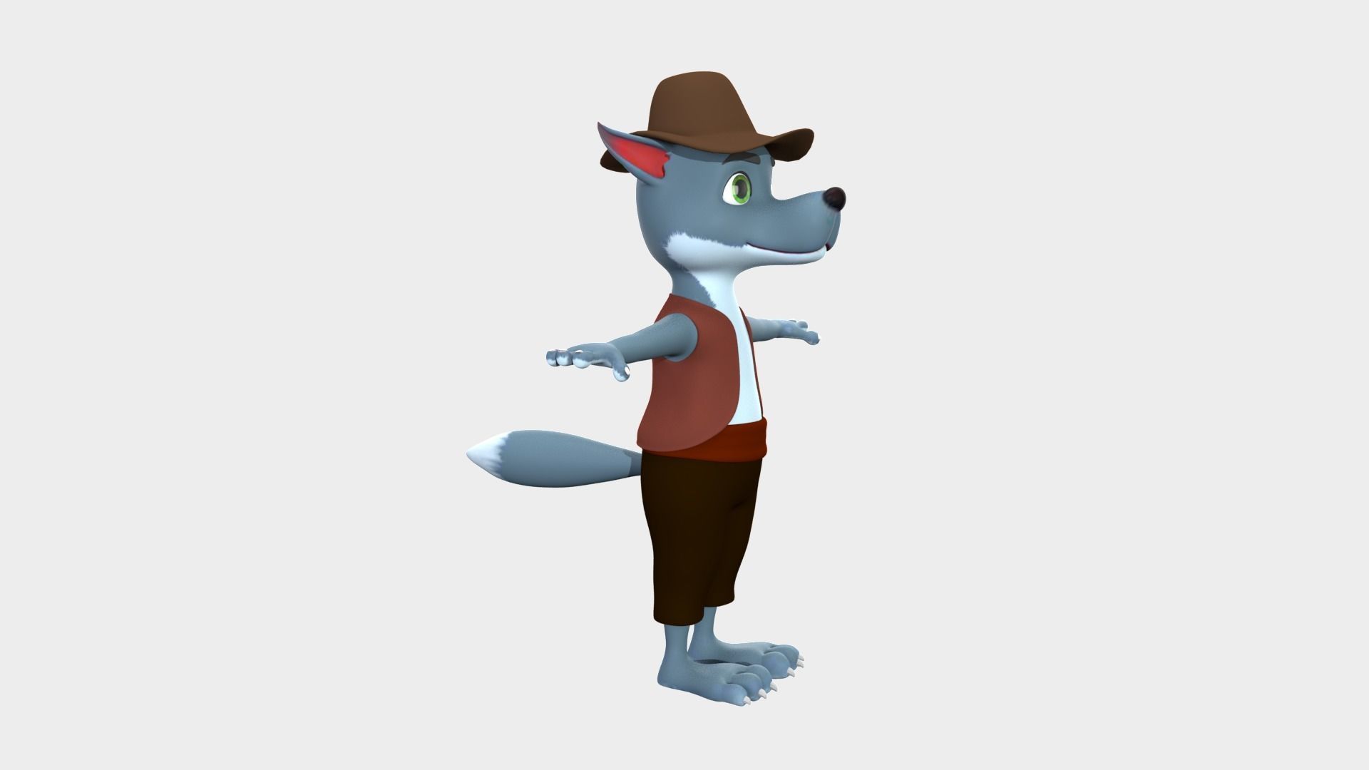 Cartoon Wolf Low-poly 3D model_2