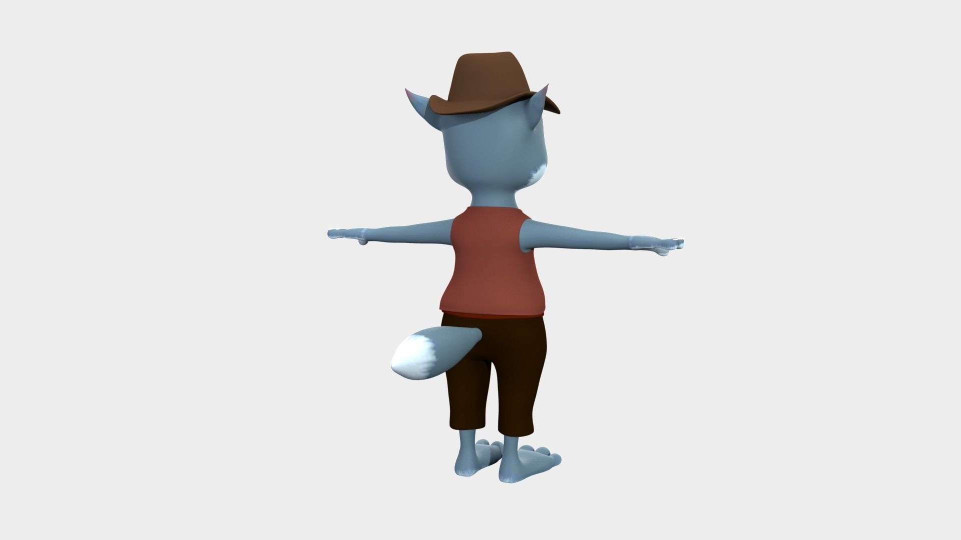 Cartoon Wolf Low-poly 3D model_3