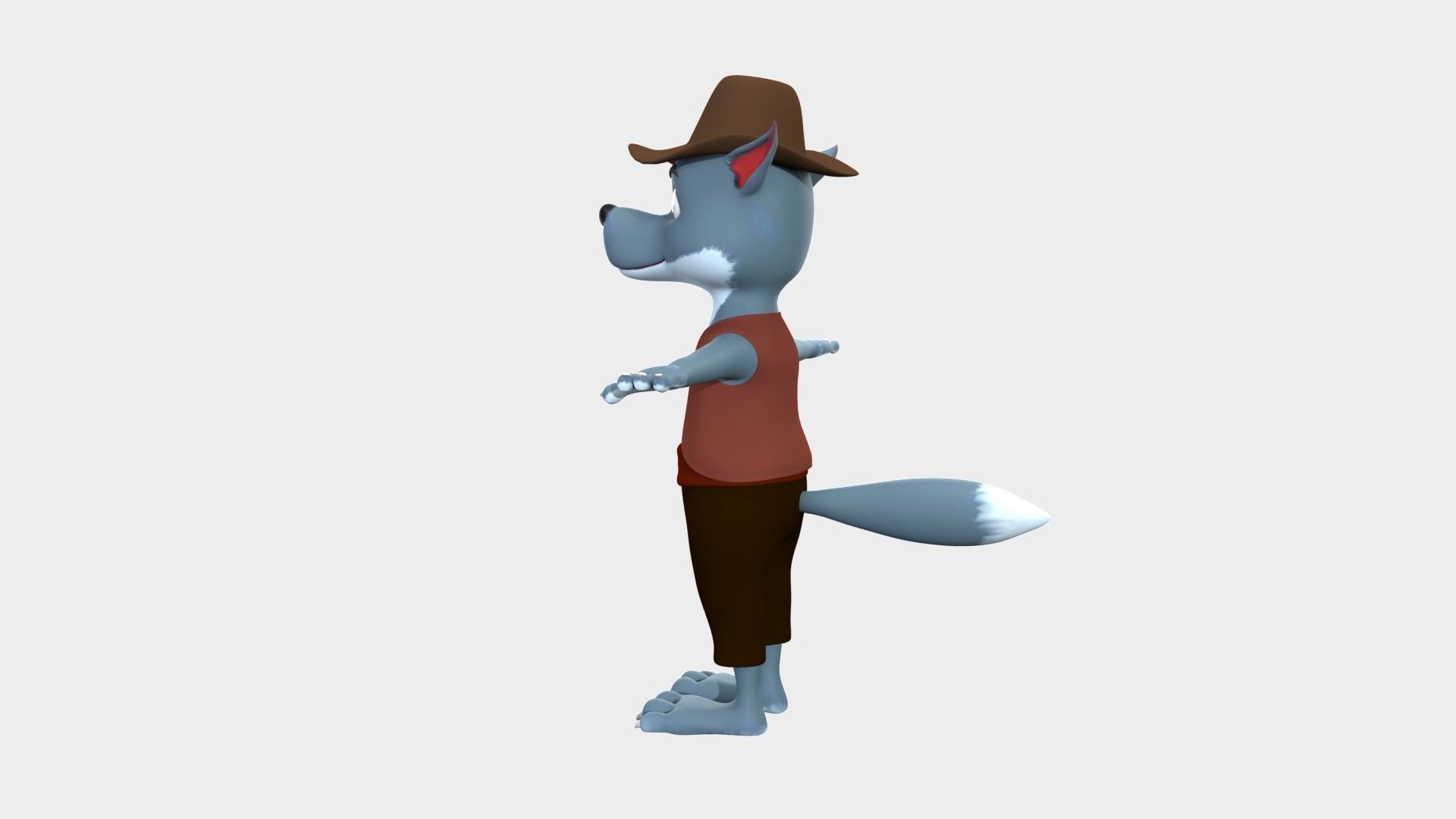 Cartoon Wolf Low-poly 3D model_5
