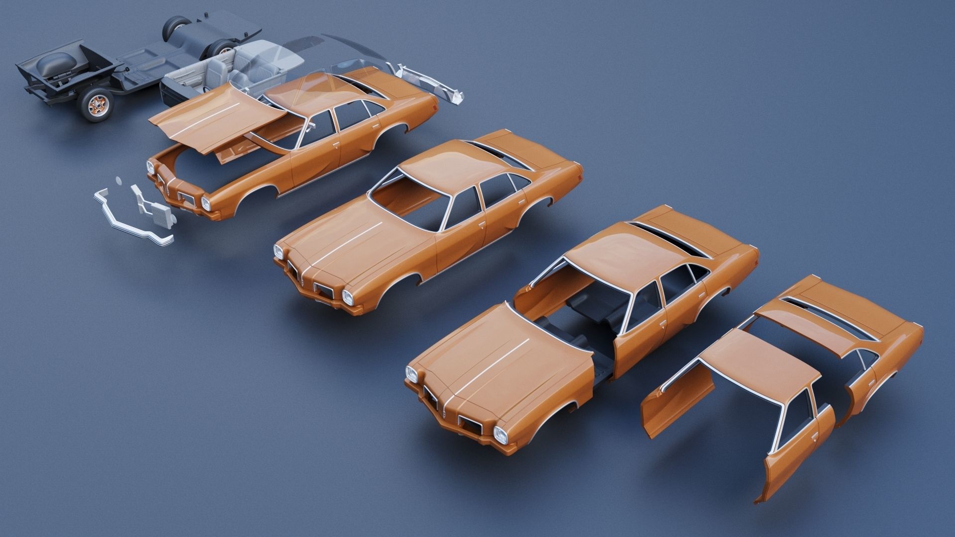 Oldsmobile Cutlass Salon 1973 3D print model_12