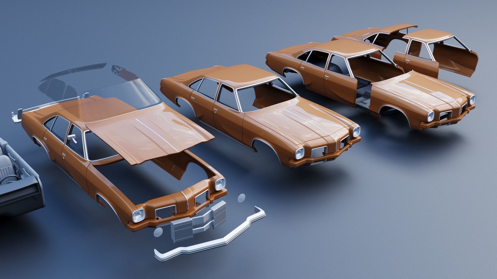 Oldsmobile Cutlass Salon 1973 3D print model_17