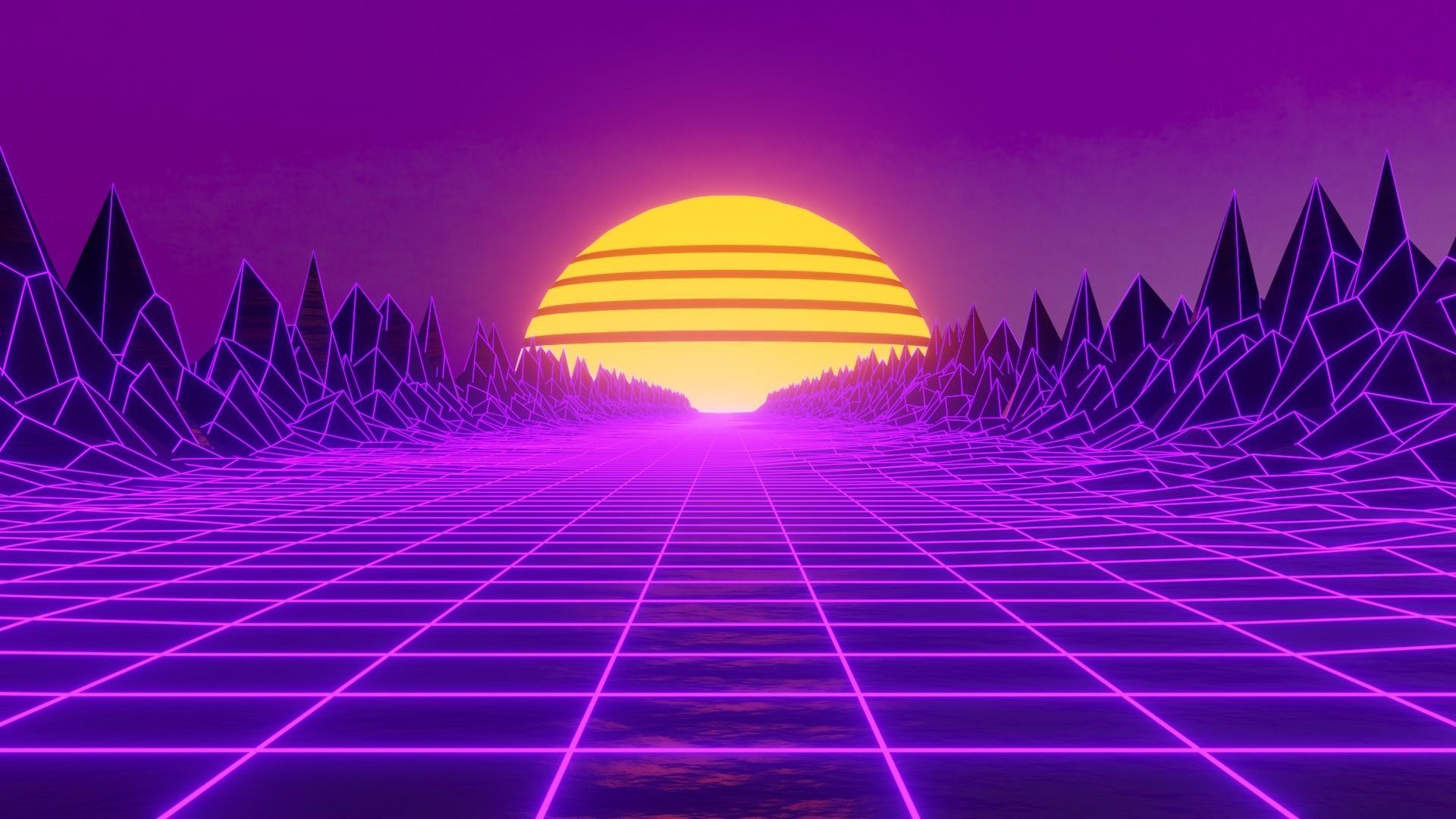 Retro 80s  vaporwave synthwave animation Low-poly 3D VR AR Low-poly 3D model_3