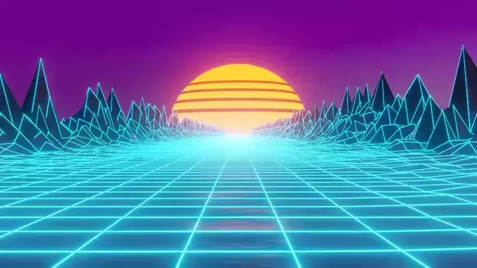 Retro 80s  vaporwave synthwave animation Low-poly 3D VR AR Low-poly 3D model