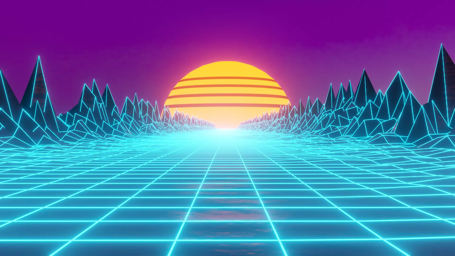 Retro 80s  vaporwave synthwave animation Low-poly 3D VR AR Low-poly 3D model_0