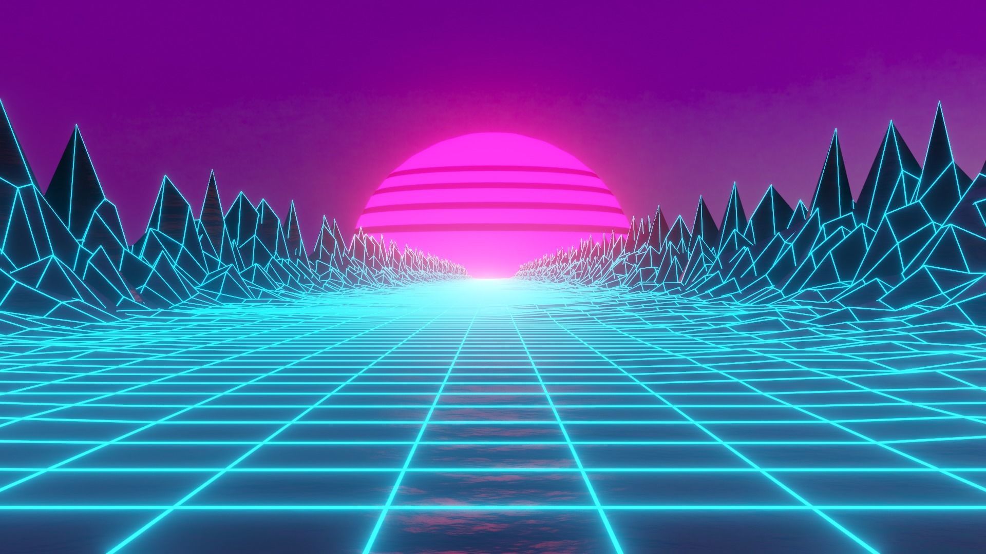 Retro 80s  vaporwave synthwave animation Low-poly 3D VR AR Low-poly 3D model_2