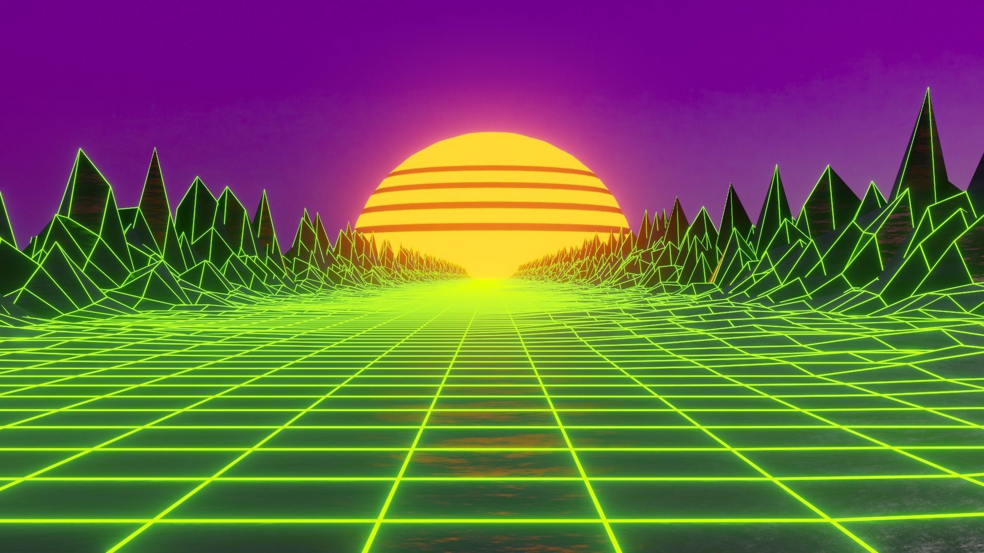 Retro 80s  vaporwave synthwave animation Low-poly 3D VR AR Low-poly 3D model_4