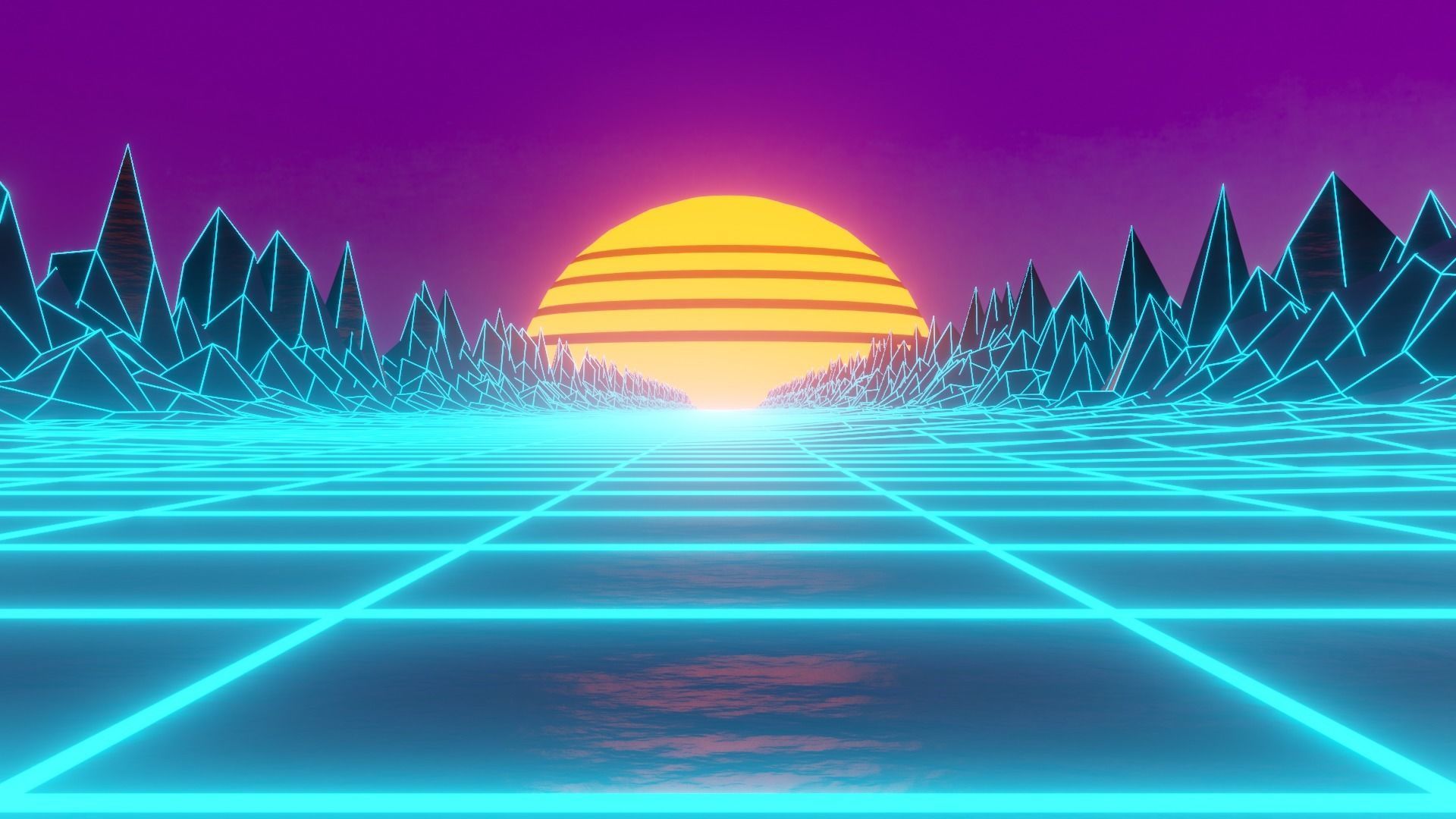 Retro 80s  vaporwave synthwave animation Low-poly 3D VR AR Low-poly 3D model_6