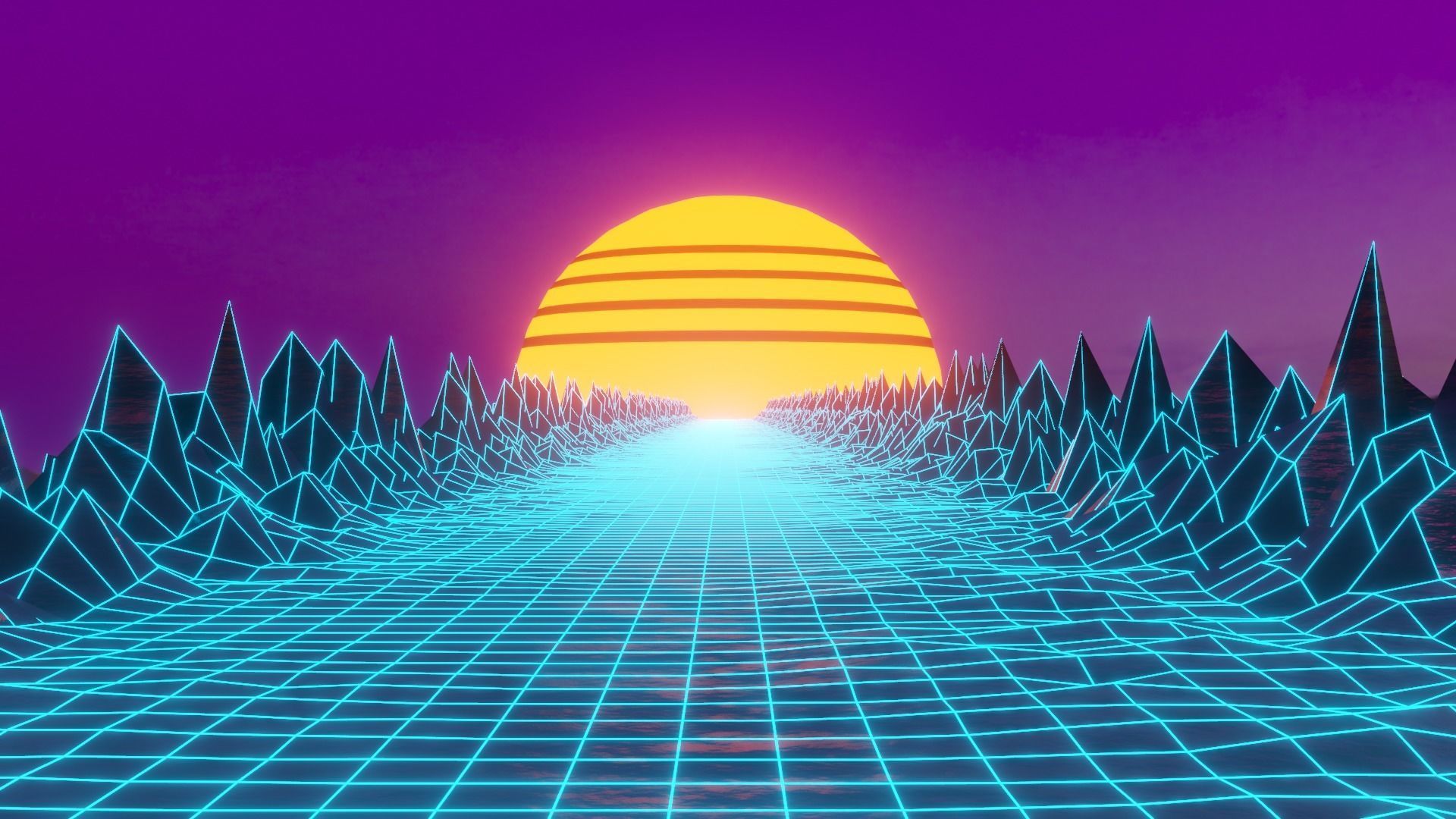 Retro 80s  vaporwave synthwave animation Low-poly 3D VR AR Low-poly 3D model_5