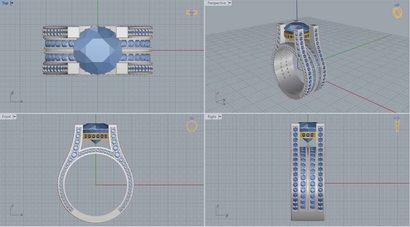 Ring with 3ct Stone 3D print model_6