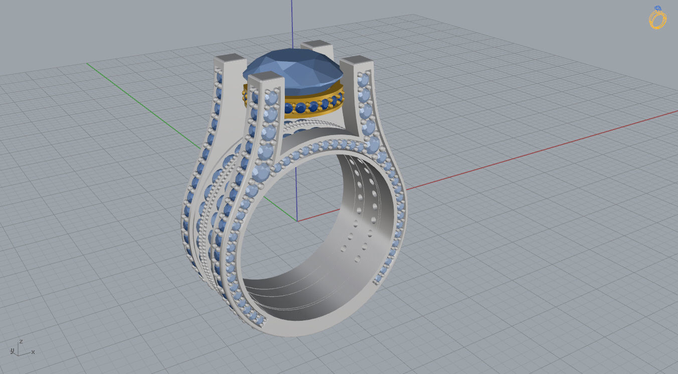Ring with 3ct Stone 3D print model_9