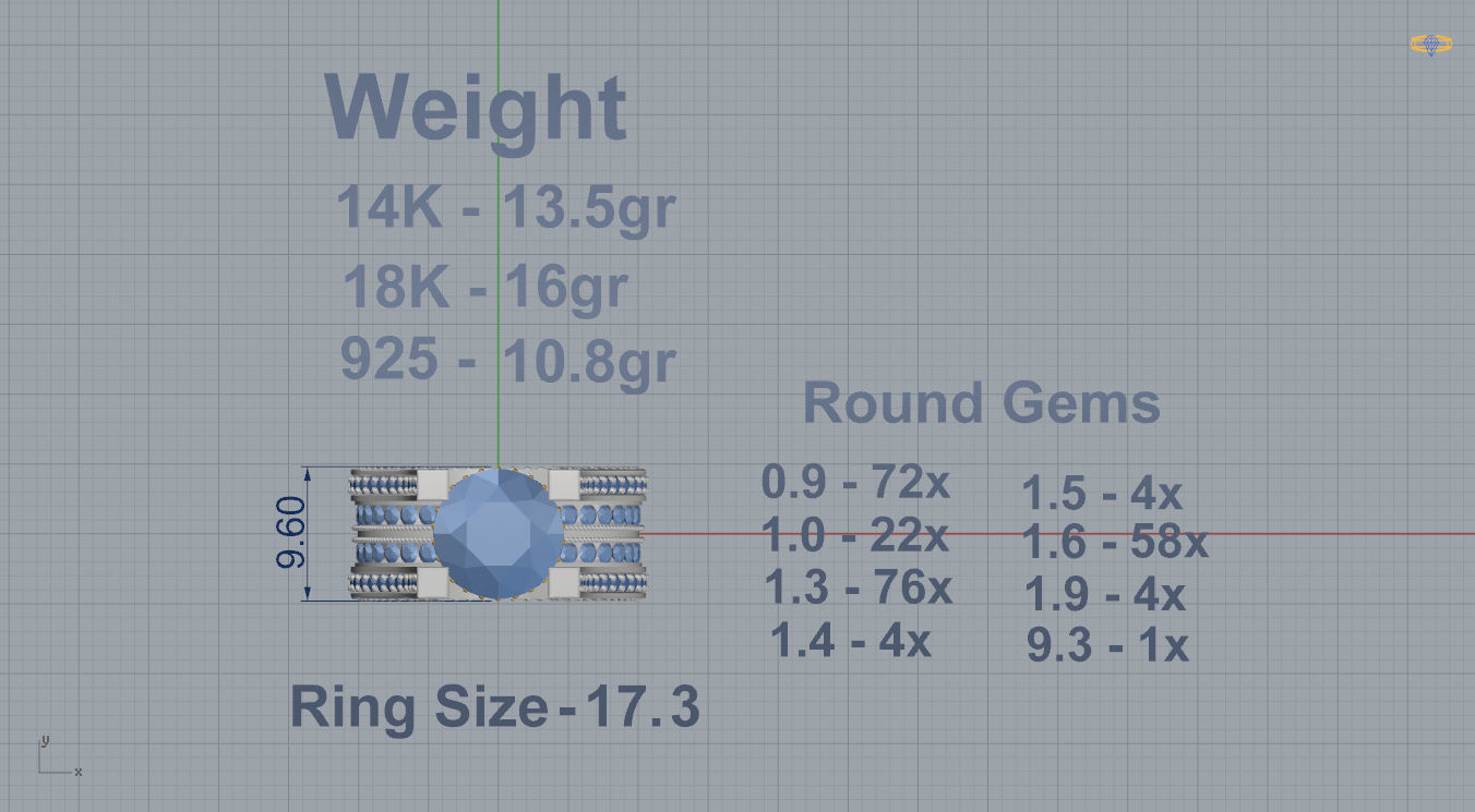 Ring with 3ct Stone 3D print model_3