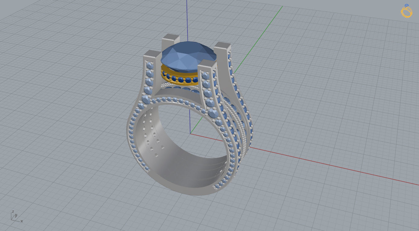 Ring with 3ct Stone 3D print model_11