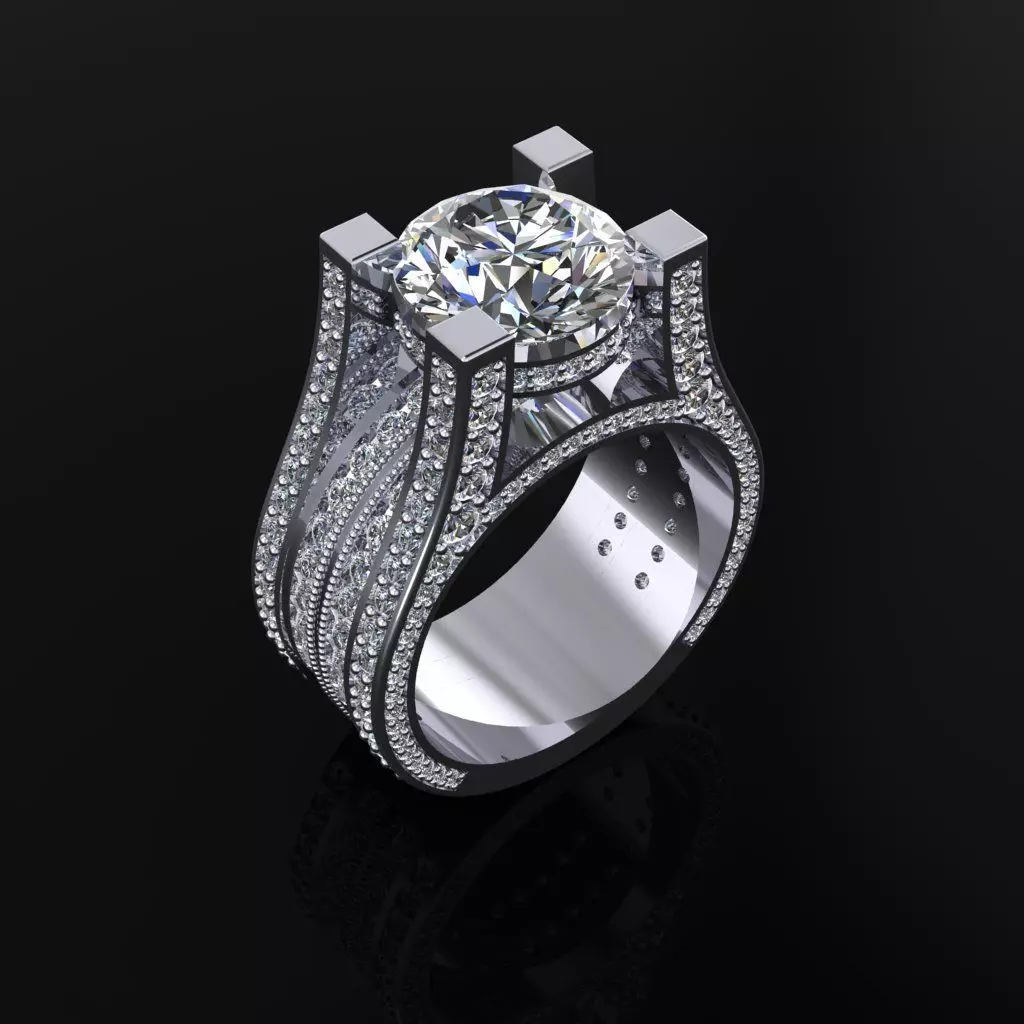 Ring with 3ct Stone 3D print model_0