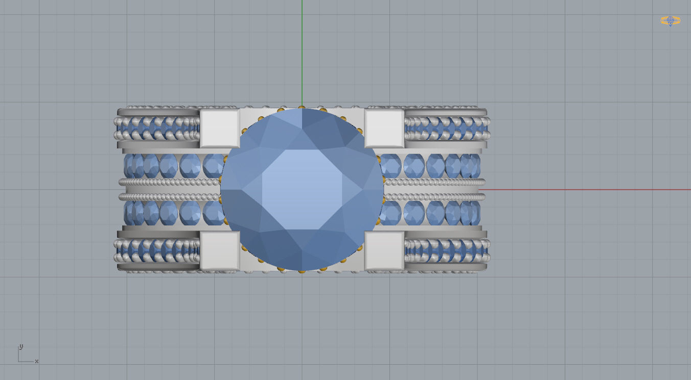 Ring with 3ct Stone 3D print model_7