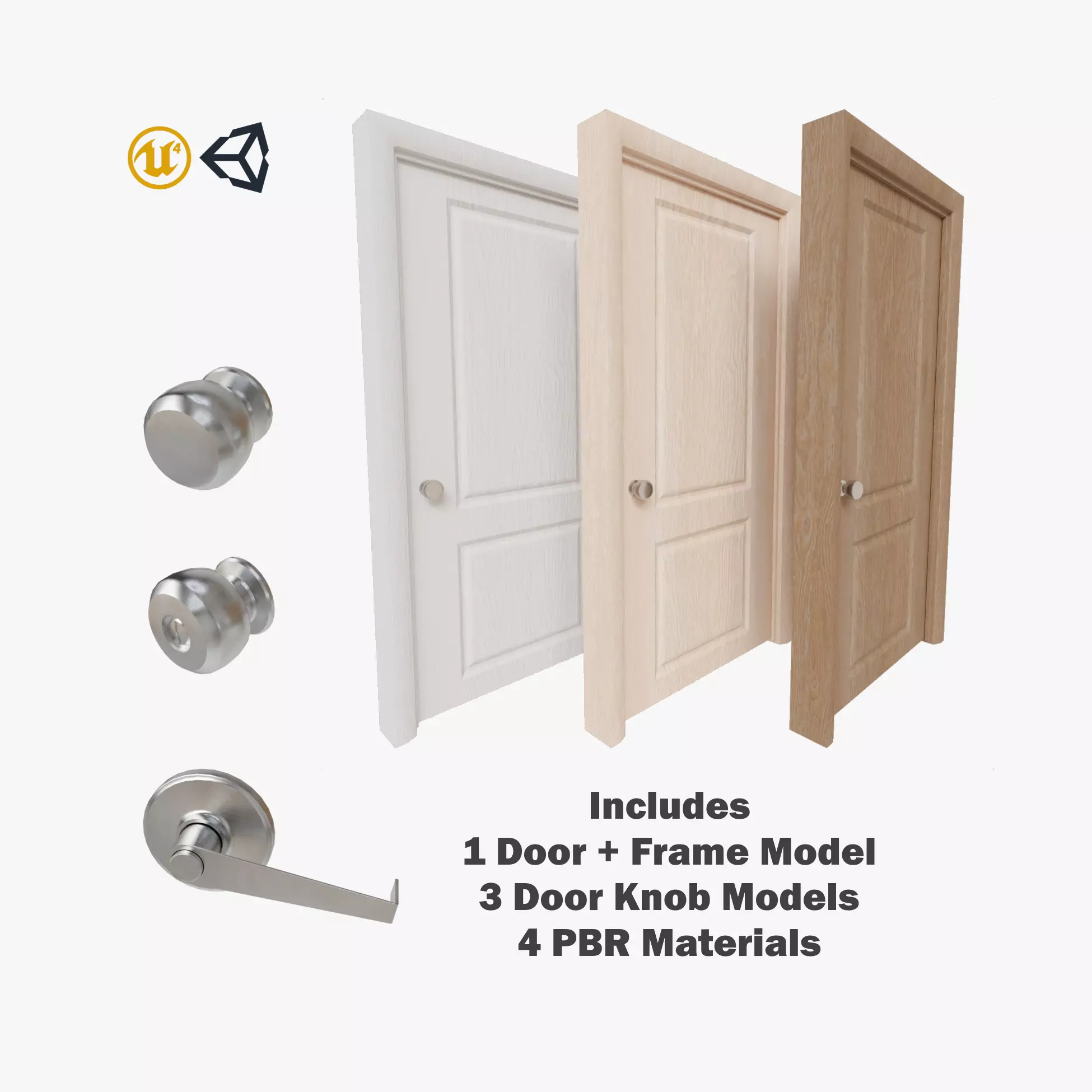 Two Panel Interior Door 3D model_0