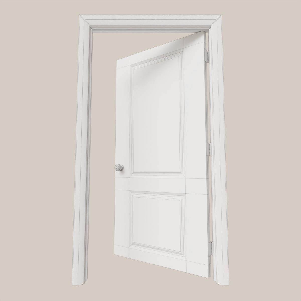Two Panel Interior Door 3D model_8