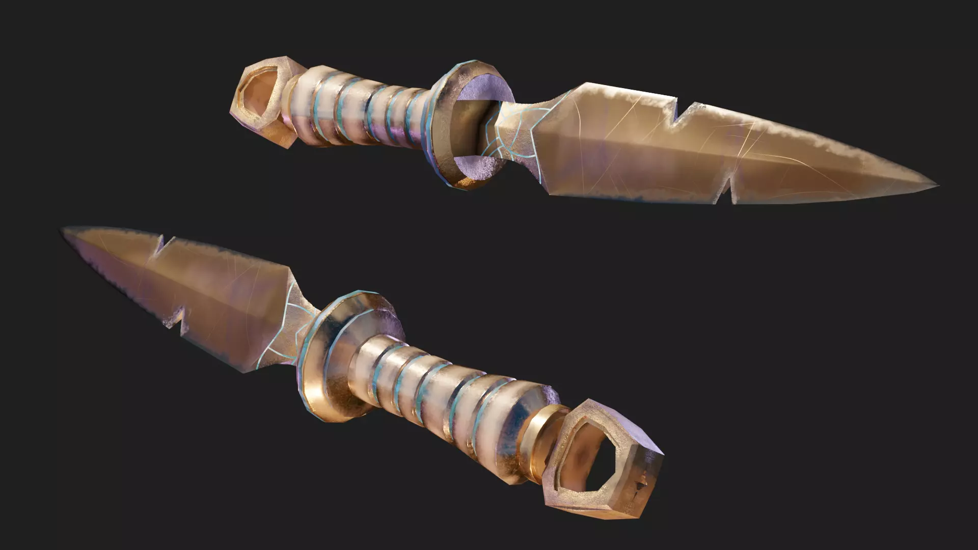 Bronze Knife Low-poly 3D model_0