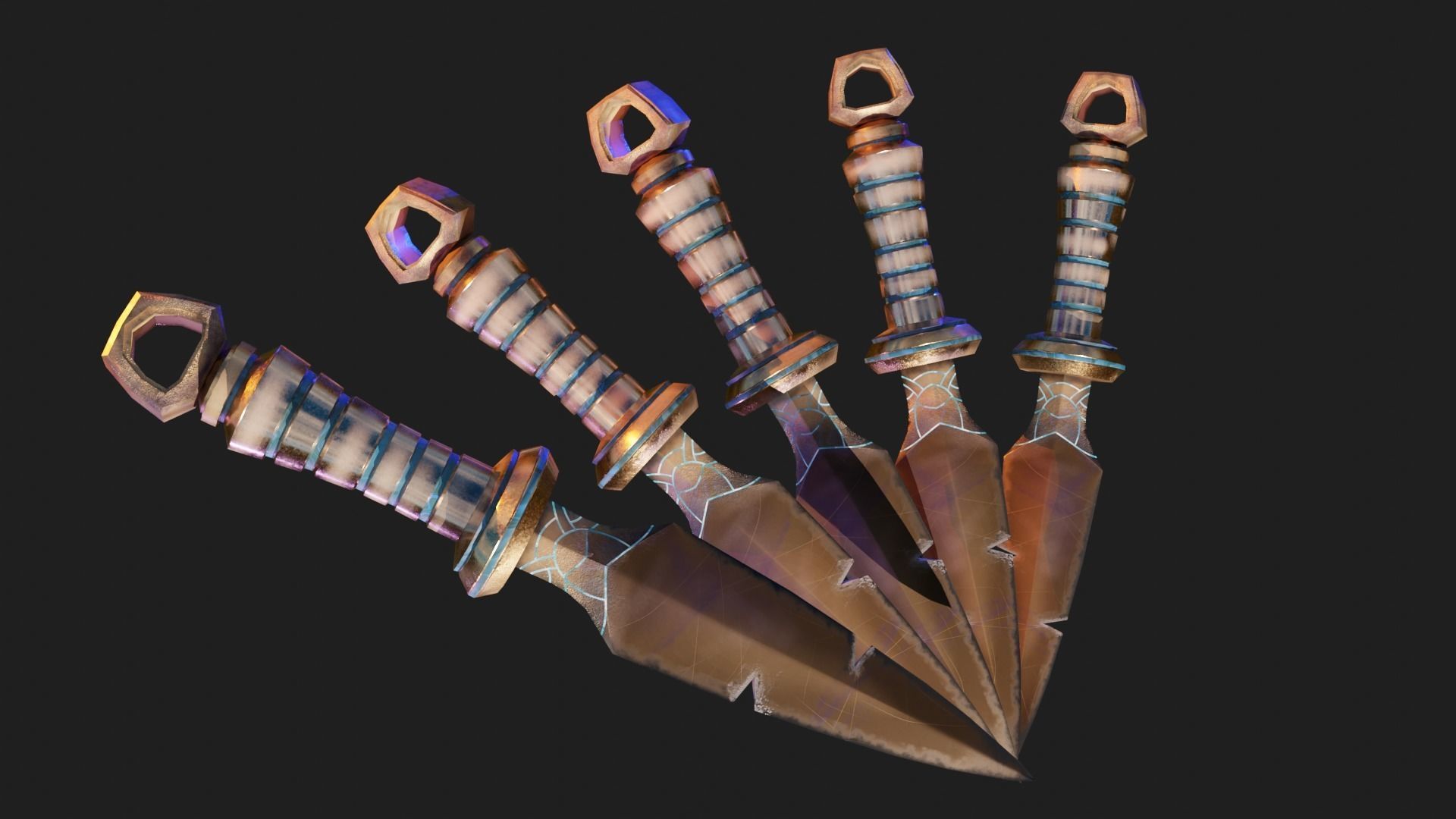 Bronze Knife Low-poly 3D model_1