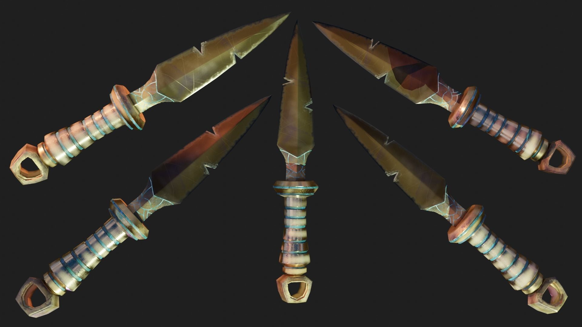 Bronze Knife Low-poly 3D model_2