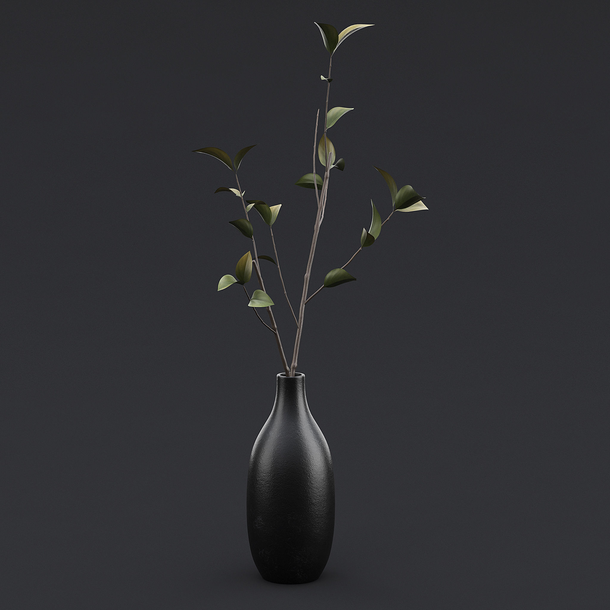 Tree Branch In Vase IV 3D model_1