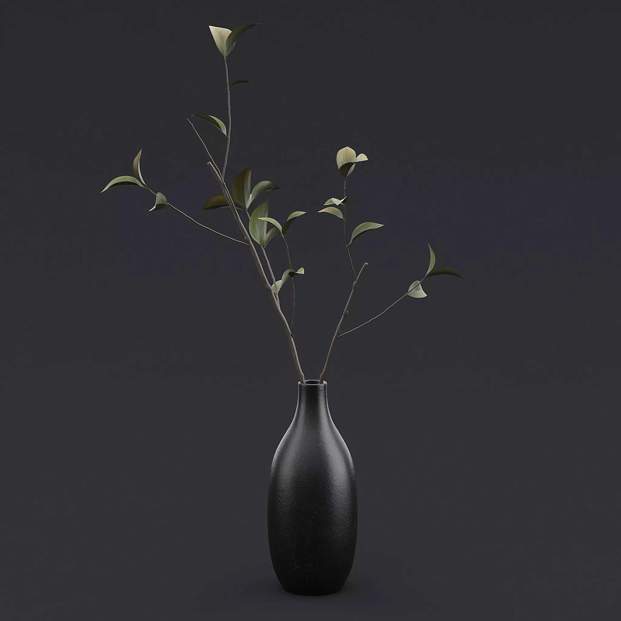 Tree Branch In Vase IV 3D model_0