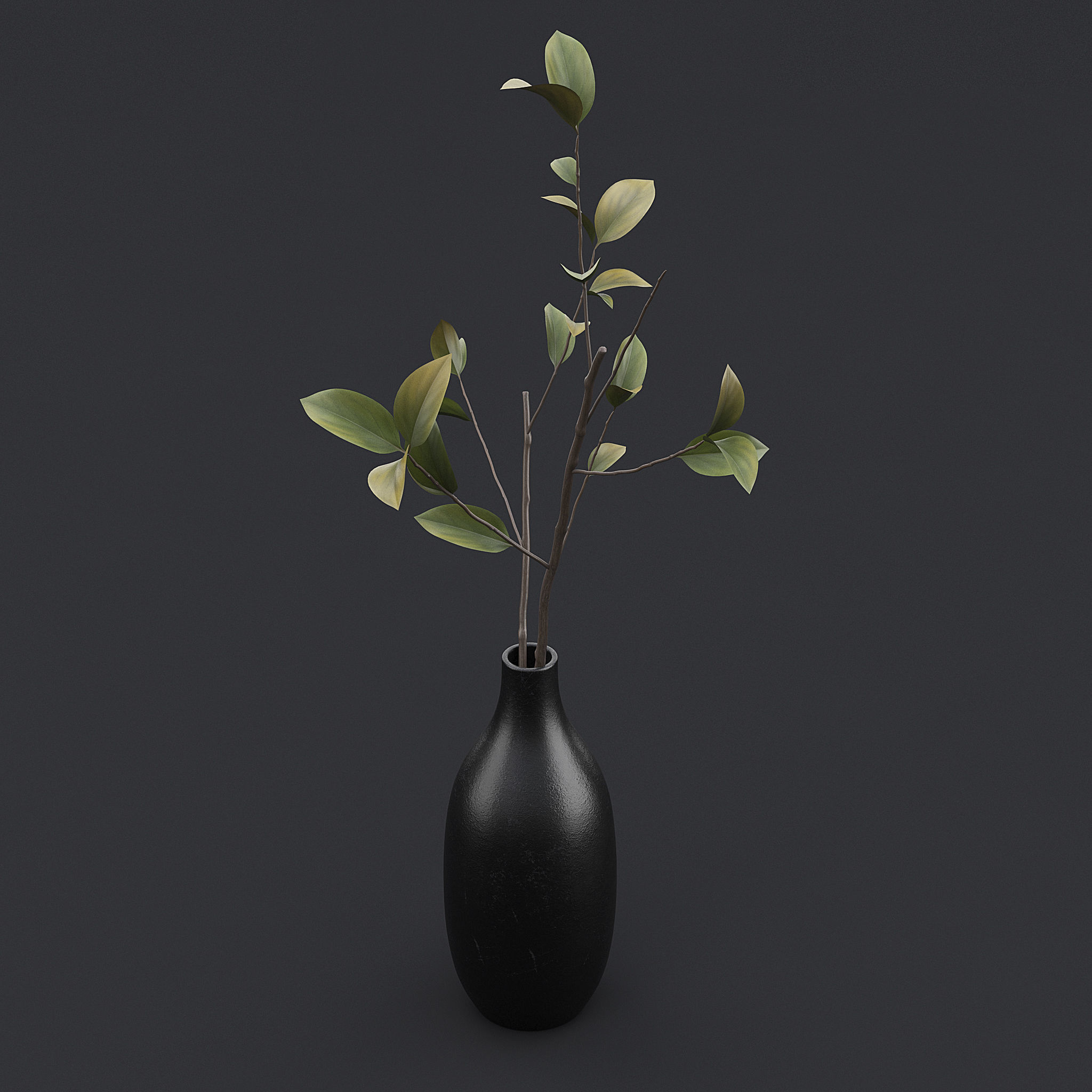 Tree Branch In Vase IV 3D model_3