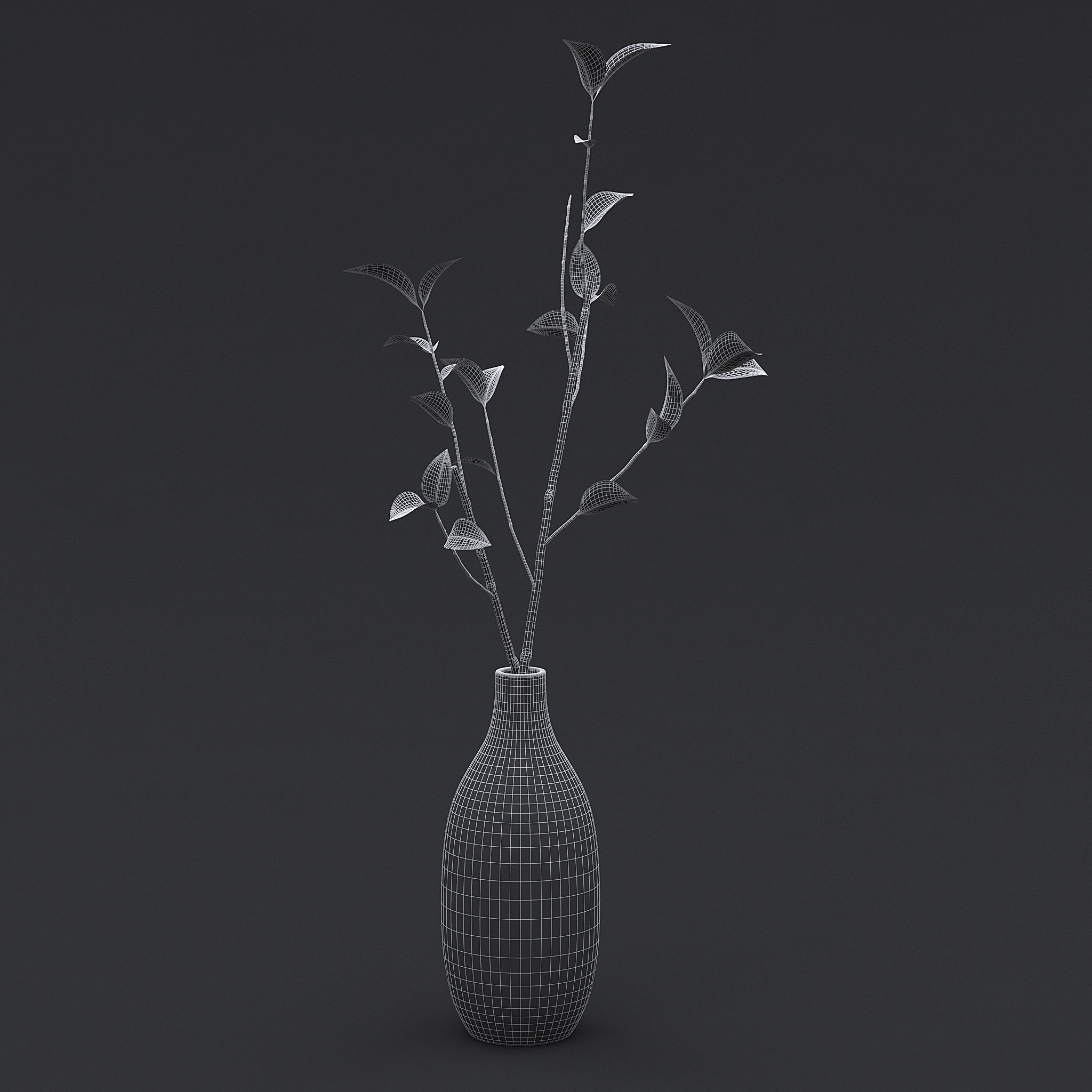 Tree Branch In Vase IV 3D model_6