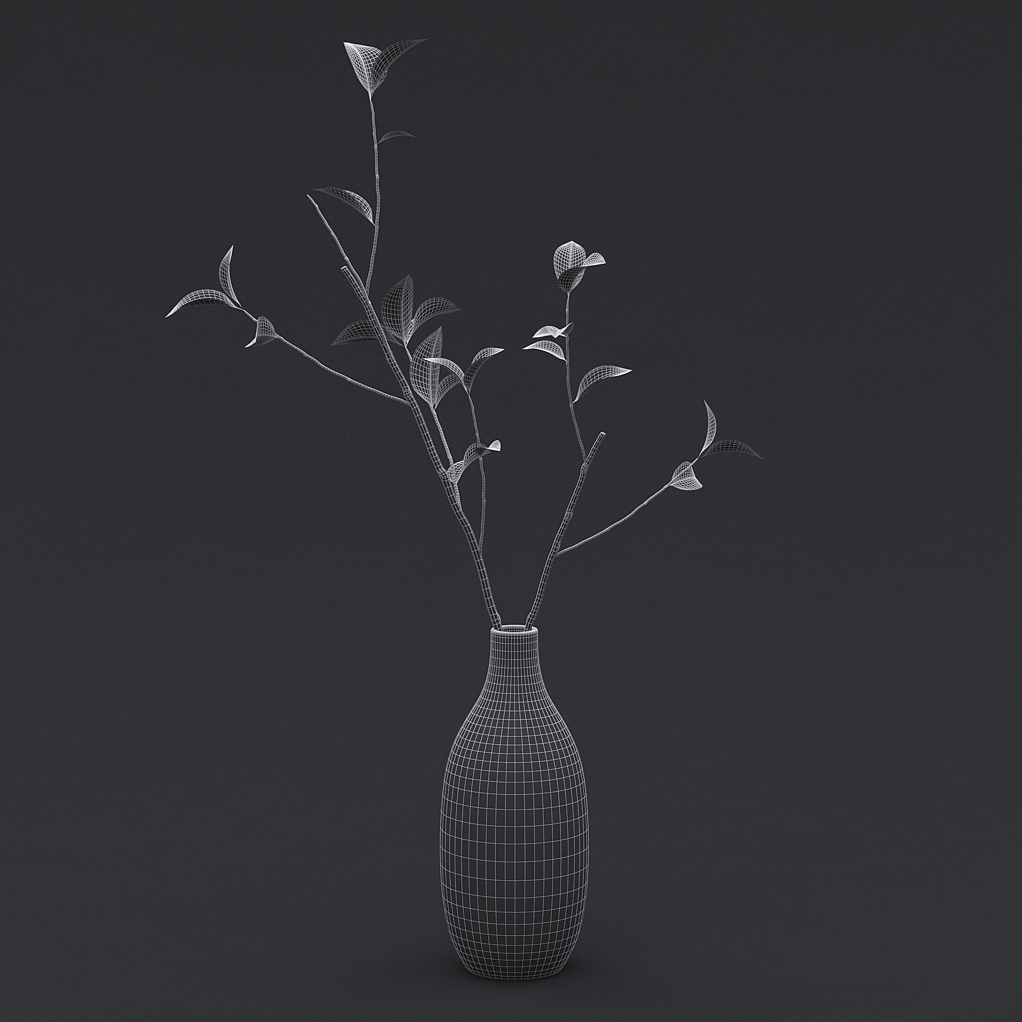 Tree Branch In Vase IV 3D model_5