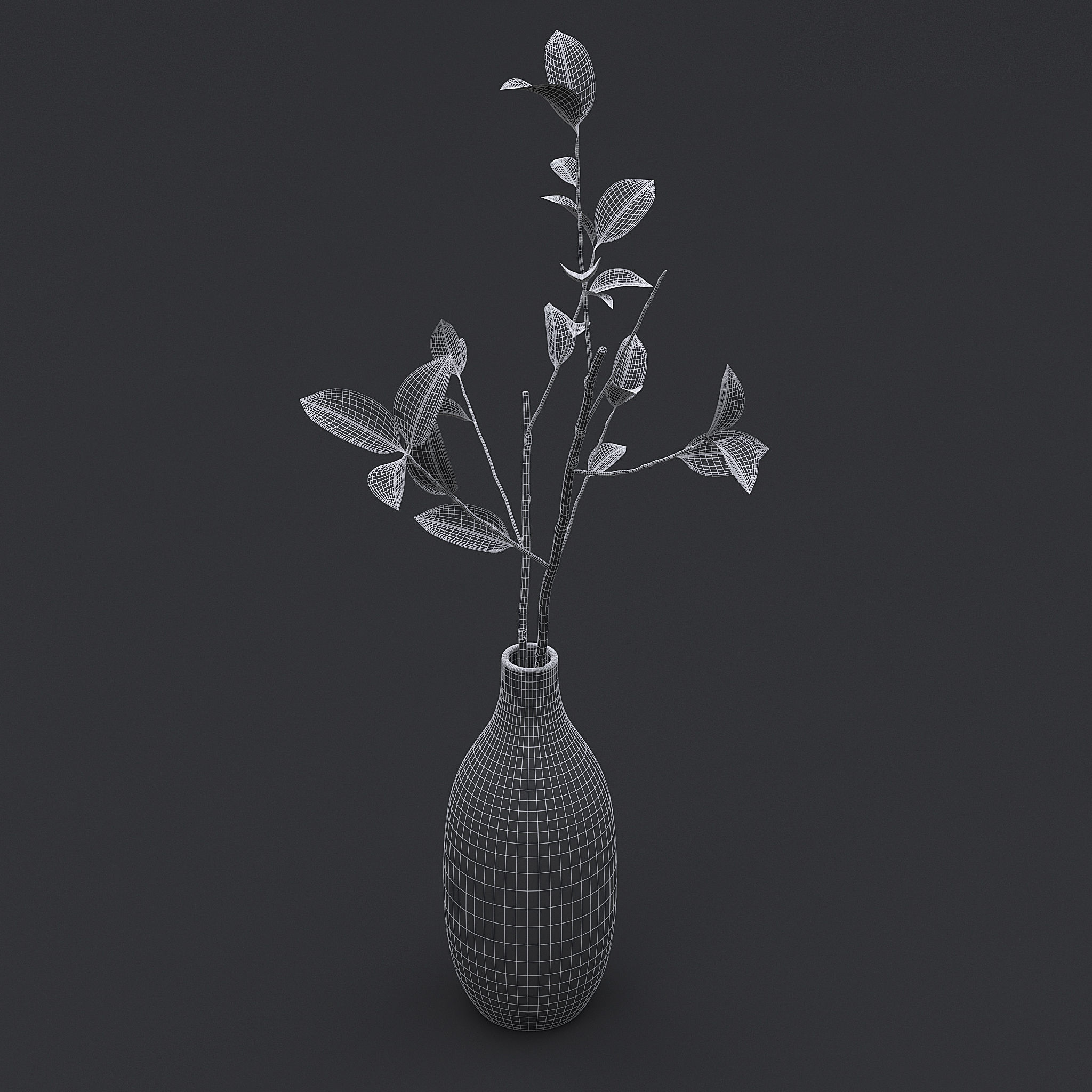 Tree Branch In Vase IV 3D model_8