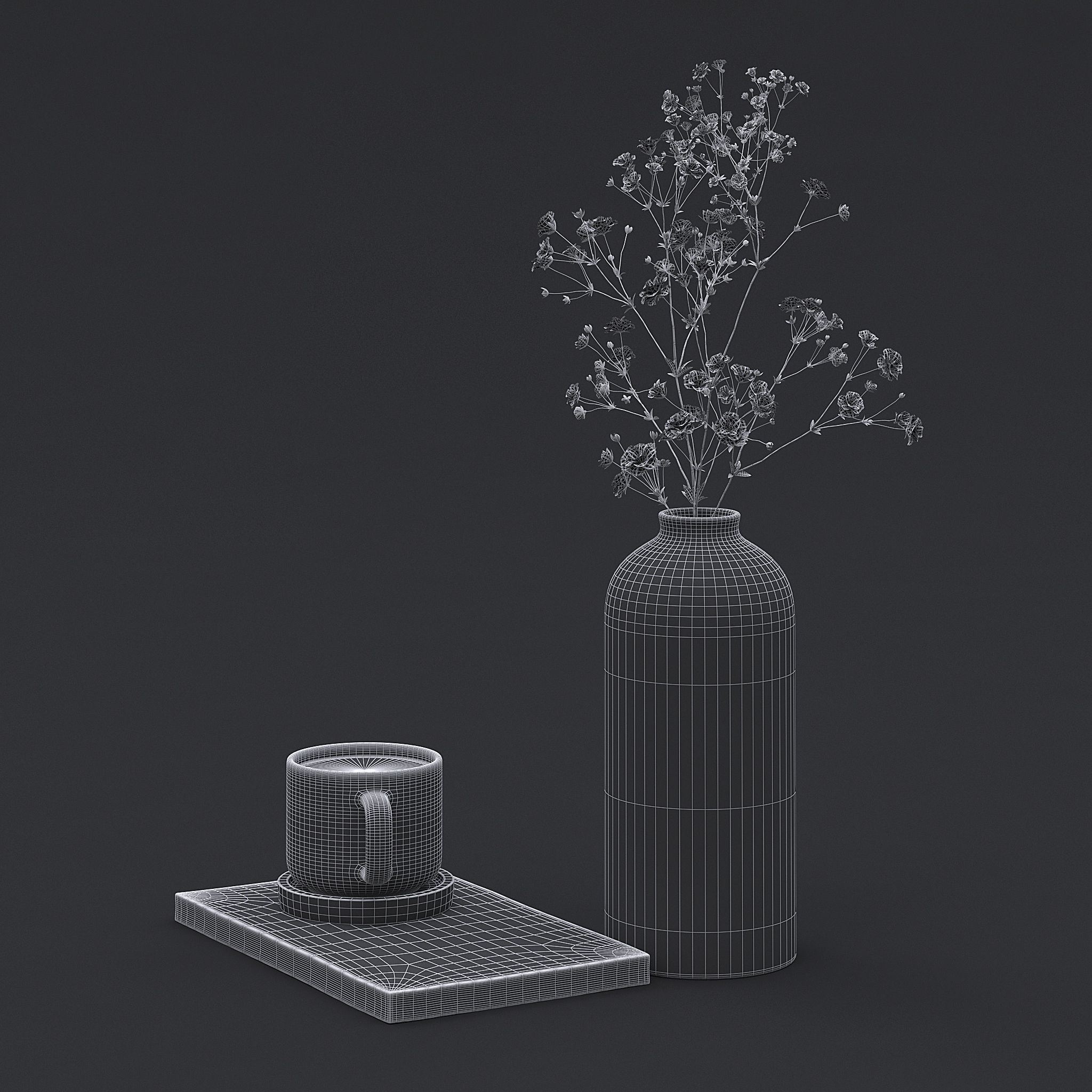 White Wild Flowers I 3D model_6