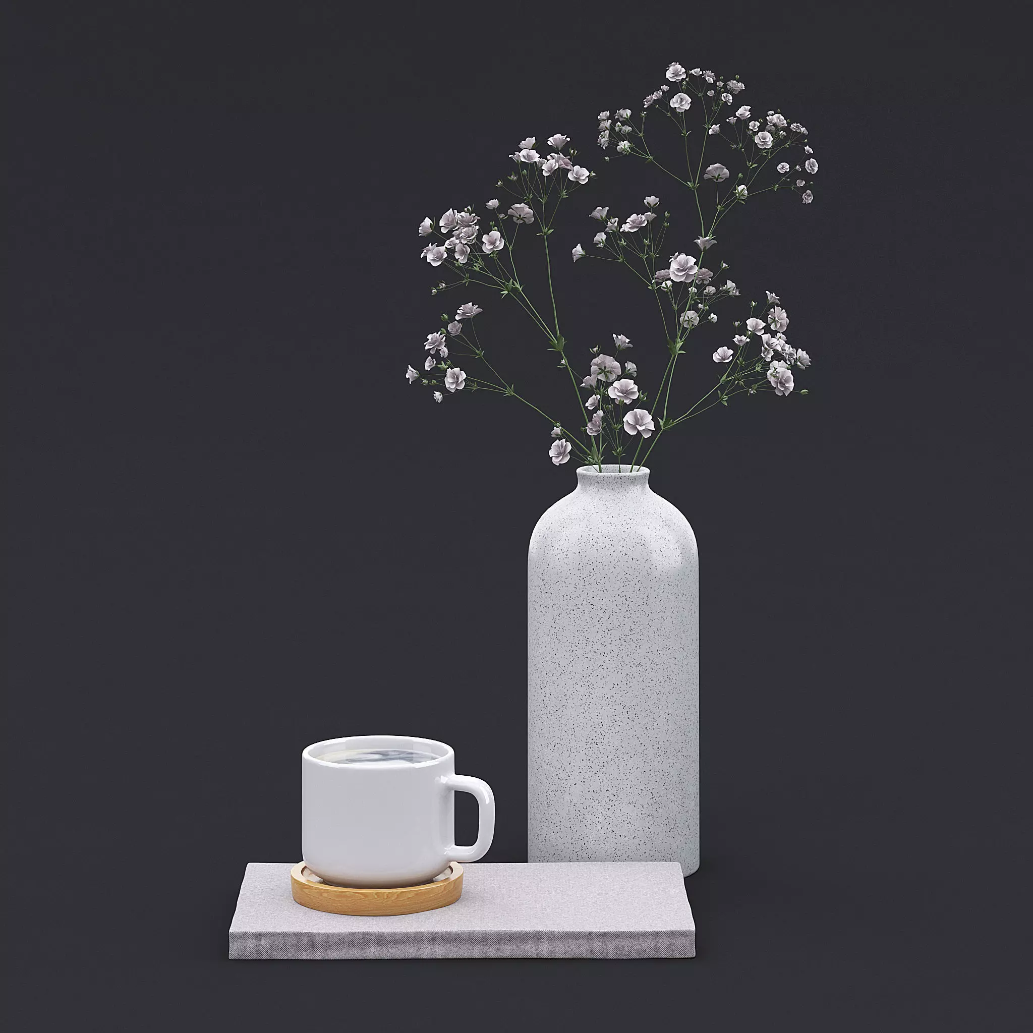 White Wild Flowers I 3D model_0