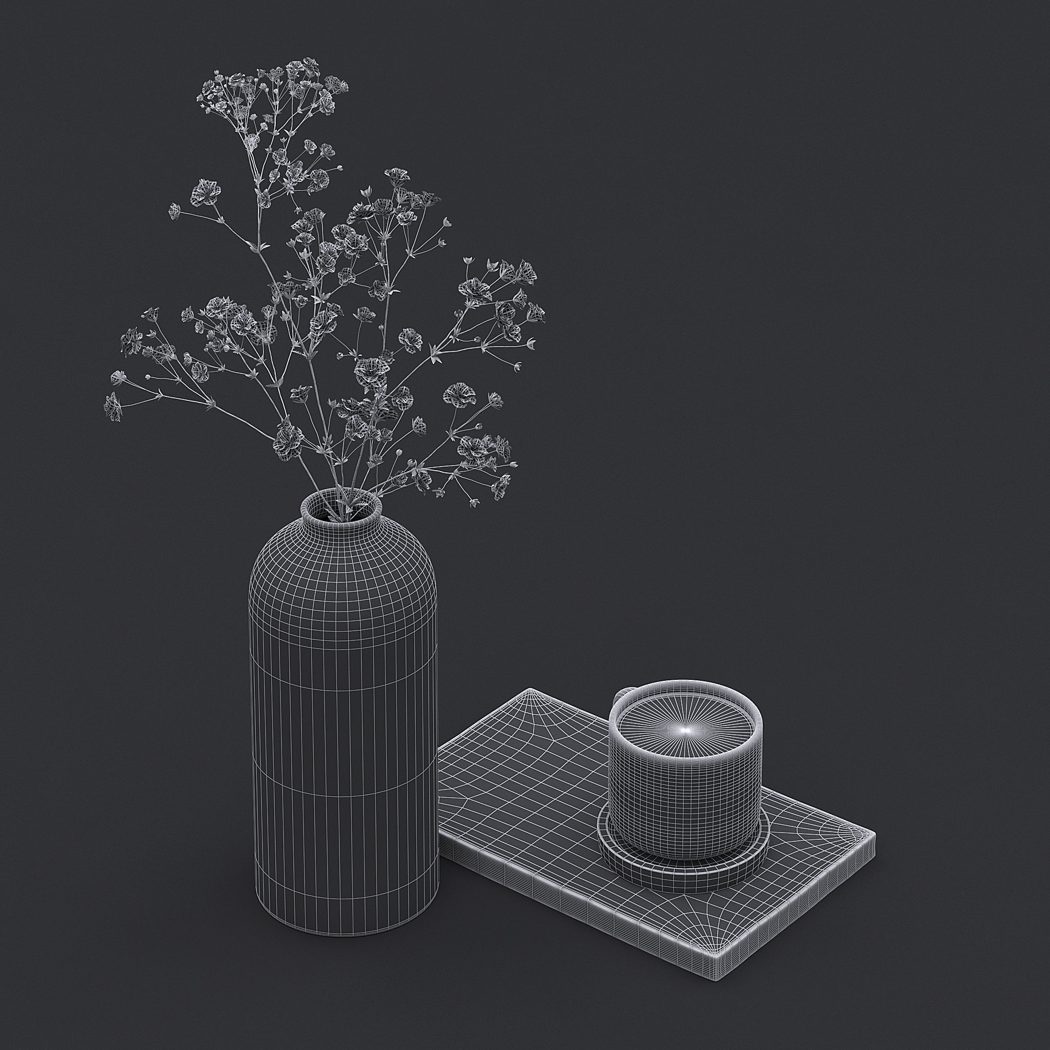 White Wild Flowers I 3D model_8