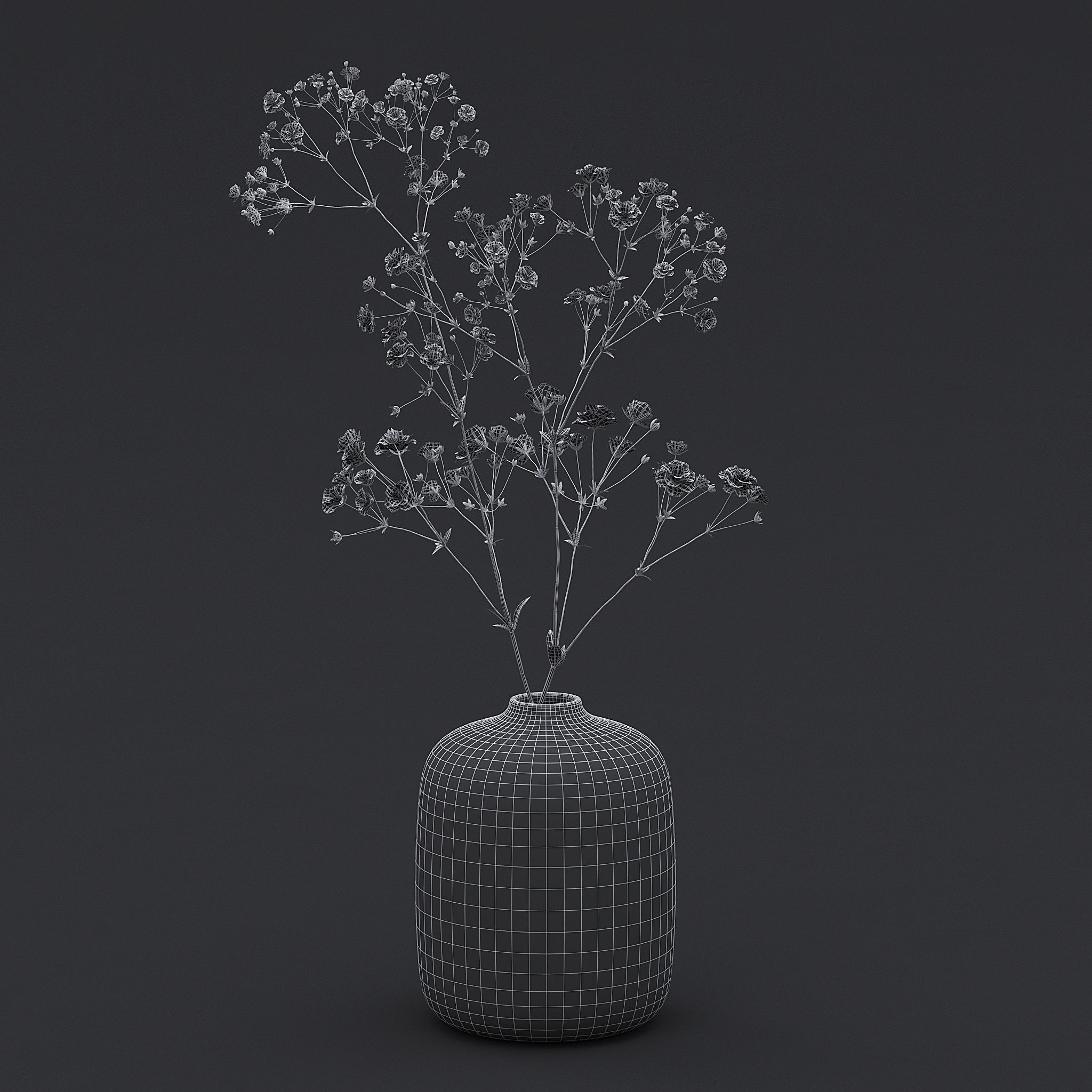 White Wild Flowers II 3D model_5