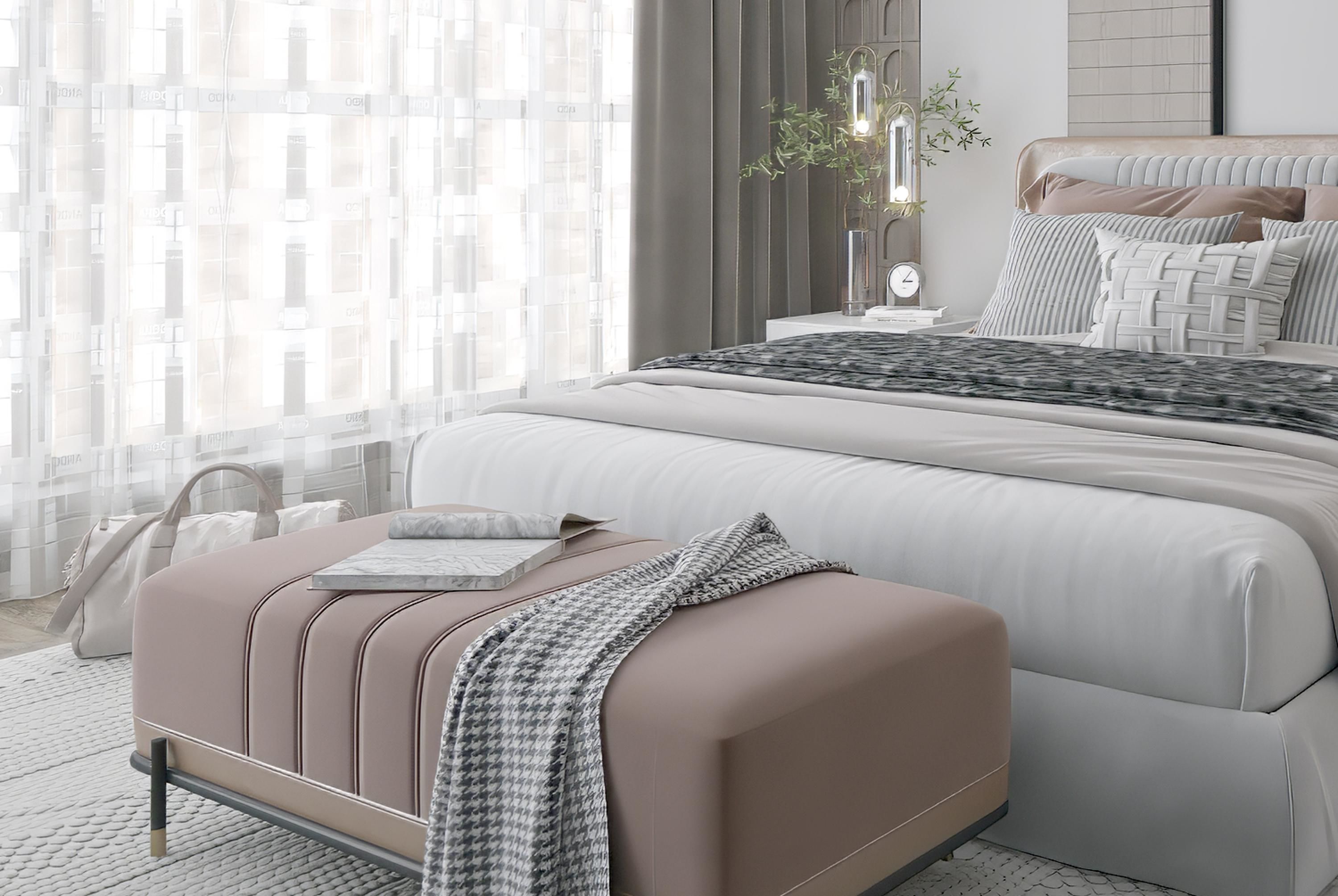 villa bedroom decoration Modern Home 3D model_1