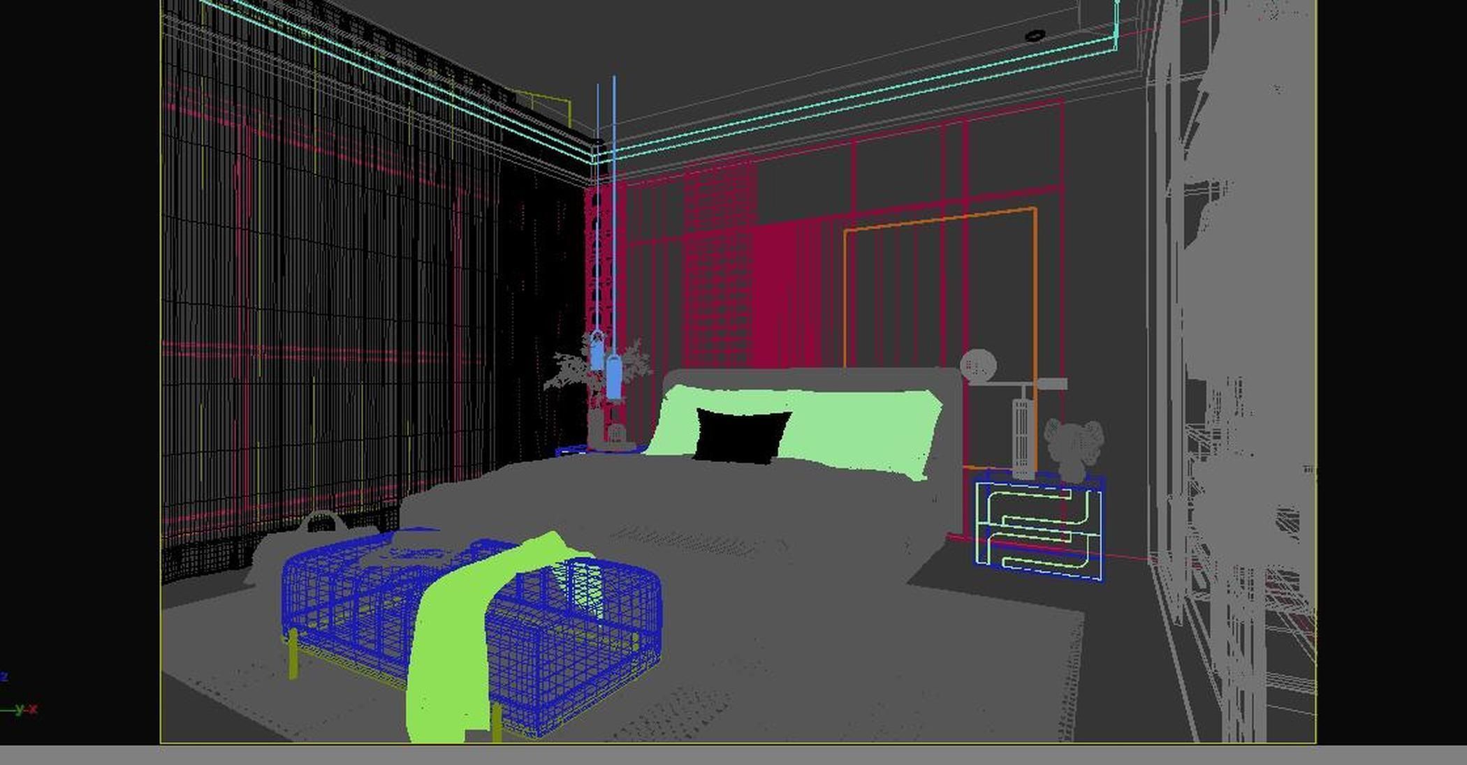 villa bedroom decoration Modern Home 3D model_5