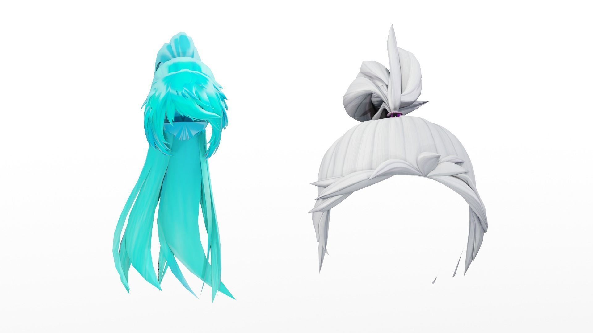 Female Anime Hairstyle Collection 3D model_4