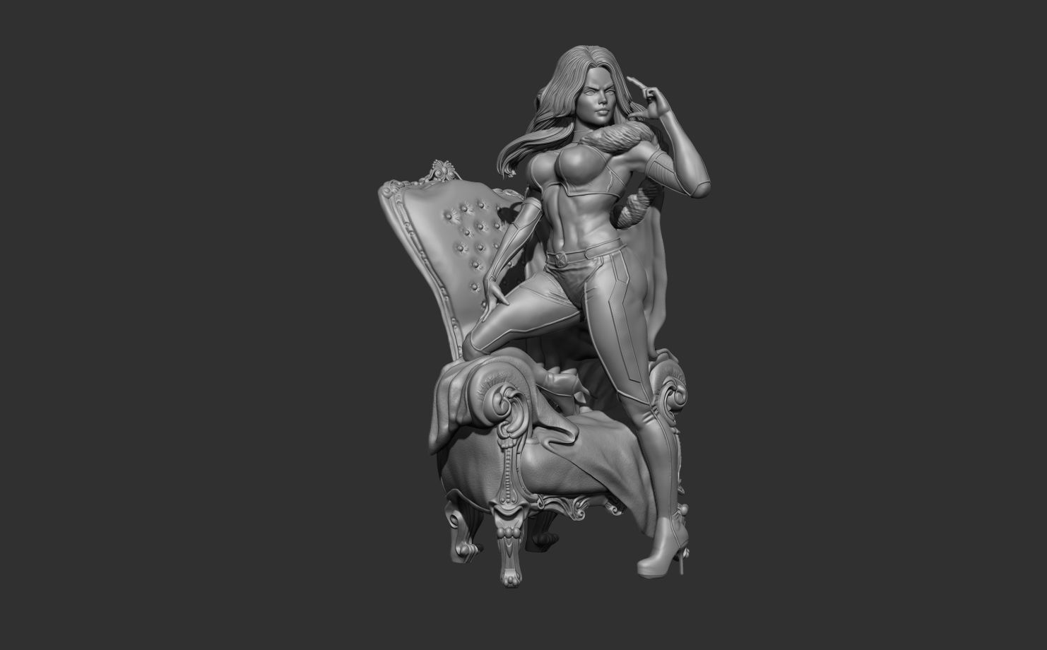 Emma Frost On Chair 3D print model_1