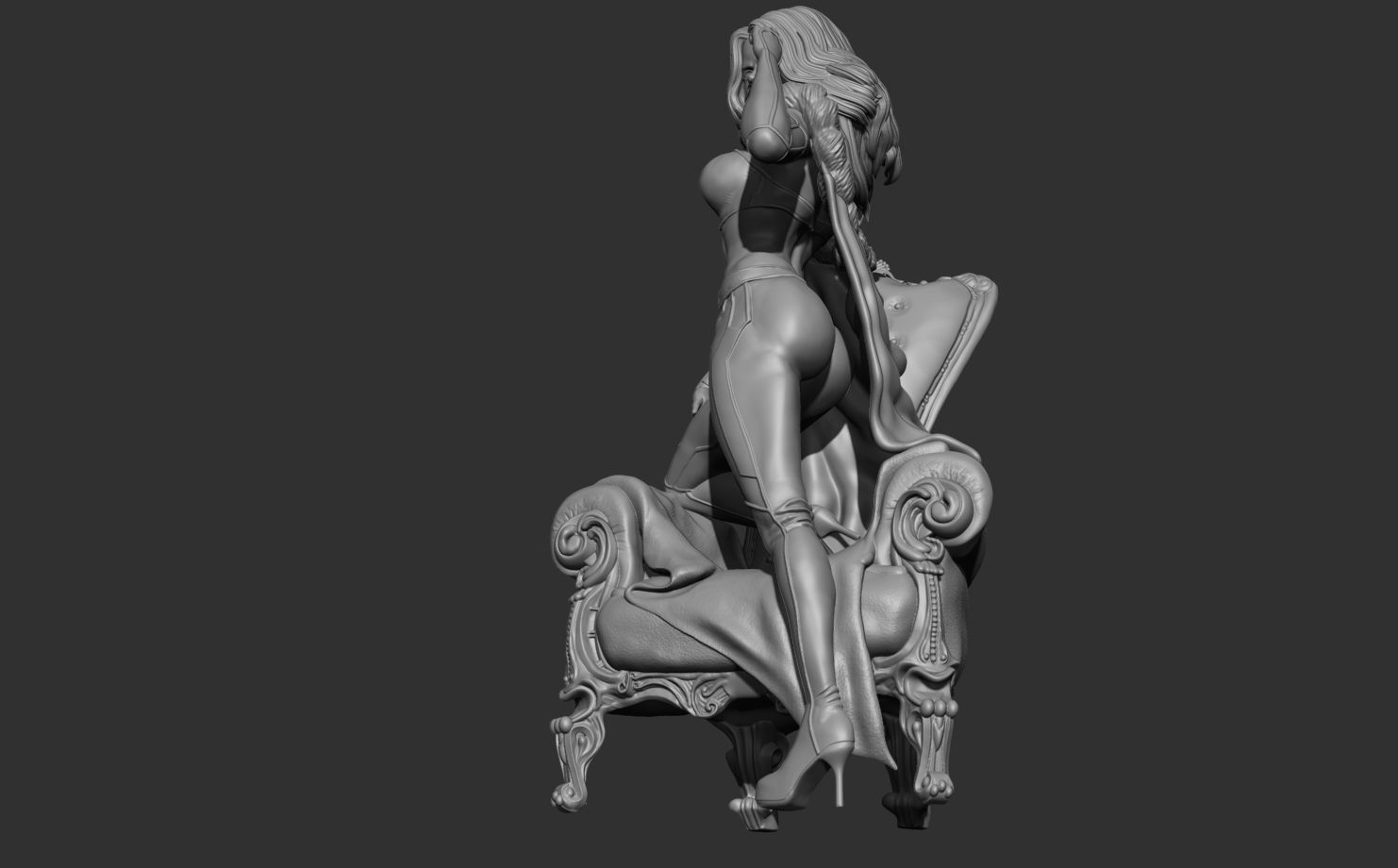 Emma Frost On Chair 3D print model_3