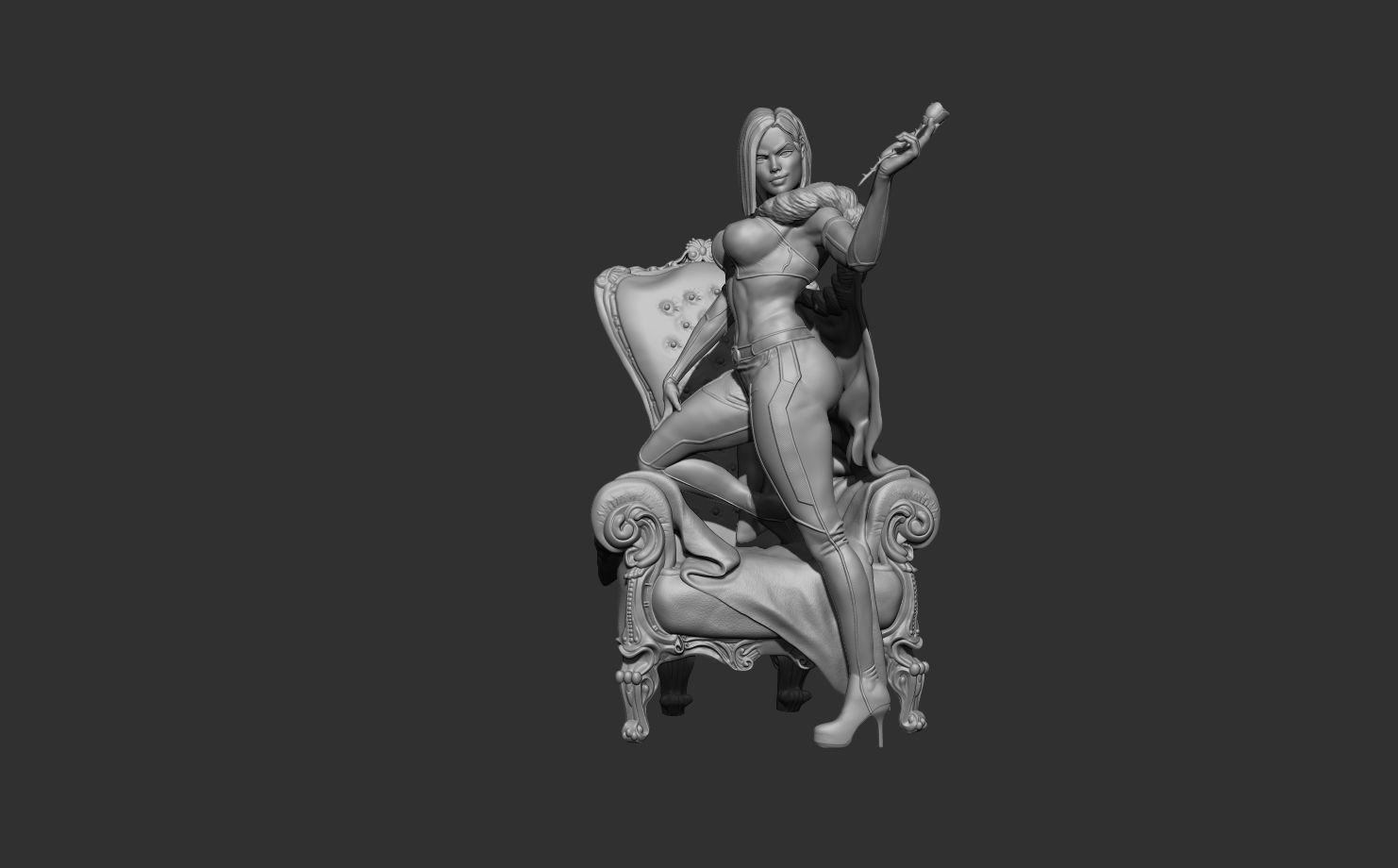 Emma Frost On Chair 3D print model_9
