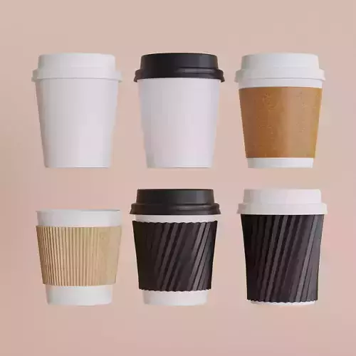6 Kinds of Paper Cups 3D Low Poly Game Ready