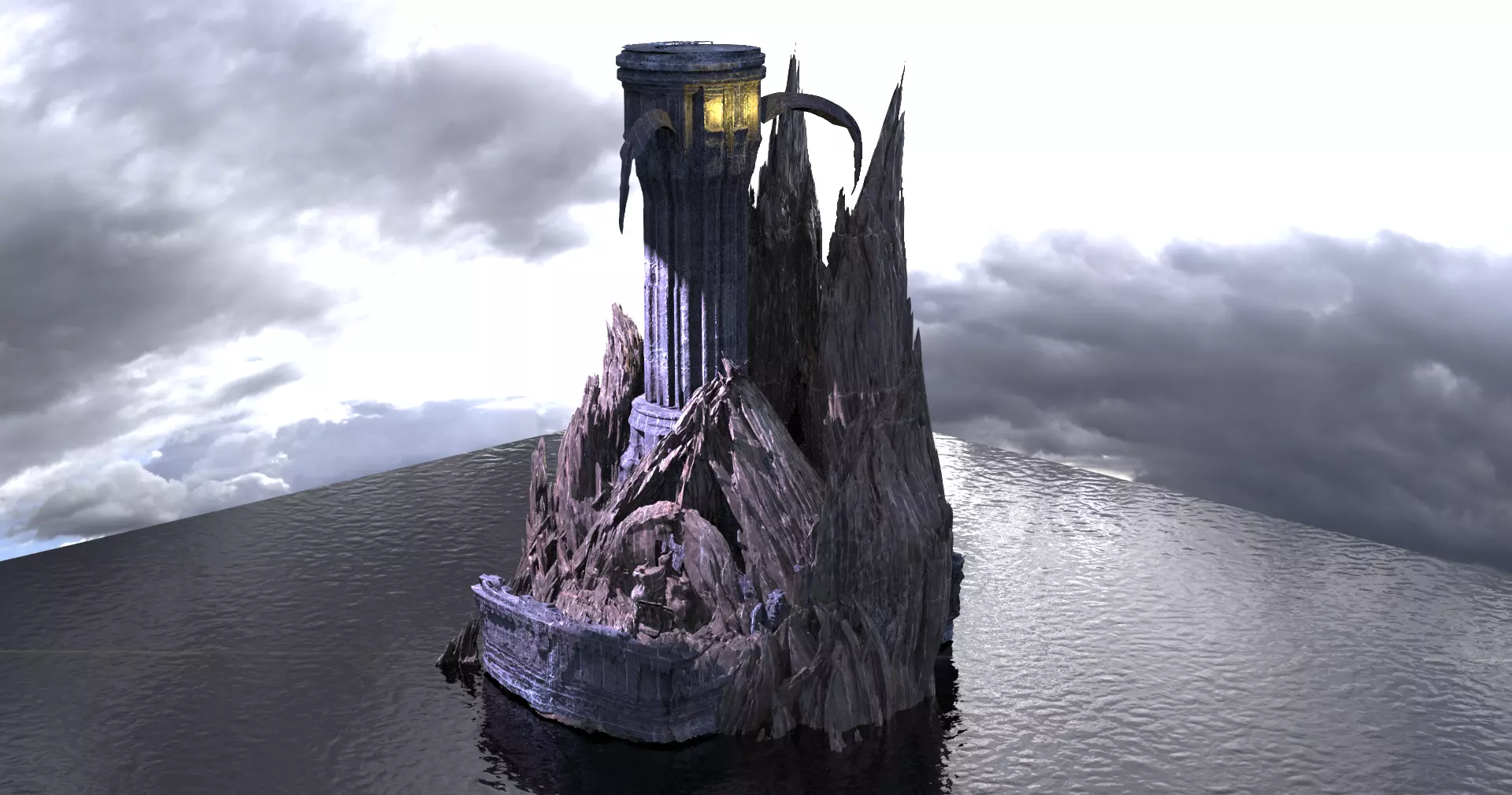 Dark Watchtower Beacon rocks  3D model_0