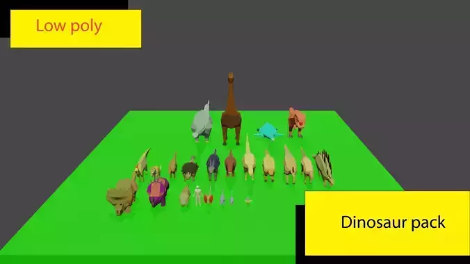 Ugly Dinosaur Pack Low-poly 3D model