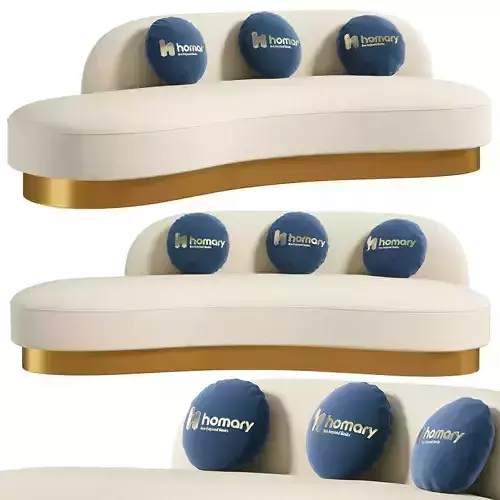  Gold Velvet Curved Sofa by Homary